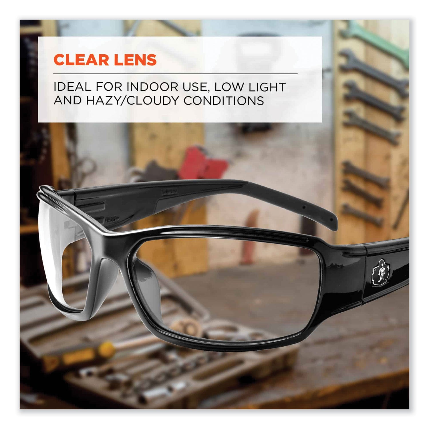 Eye Protection - Black - Clear Lens - Durable, Bendable Frame, Flexible Frame, Break Resistant, Non-Slip Temple, Rubber Tipped Temples, Slip Resistant, Anti-scratch, UV Resistant, Polarized, Anti-glare, ... - 1 Each