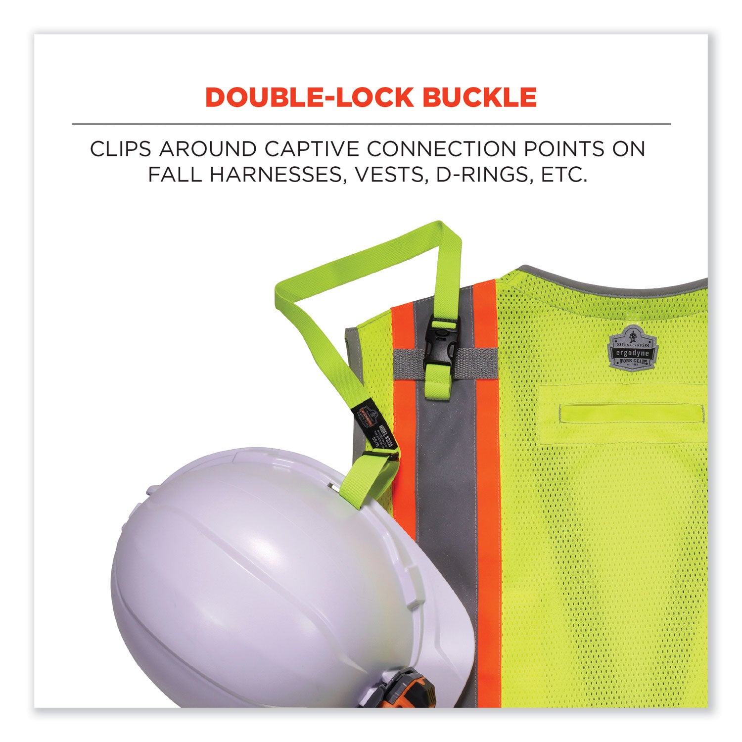 Adjustable - 2 lb Load Capacity - Buckle Attachment - 8" Height x 2" Width x 48" Length - Lime - Elastic, Plastic - 6 / Carton