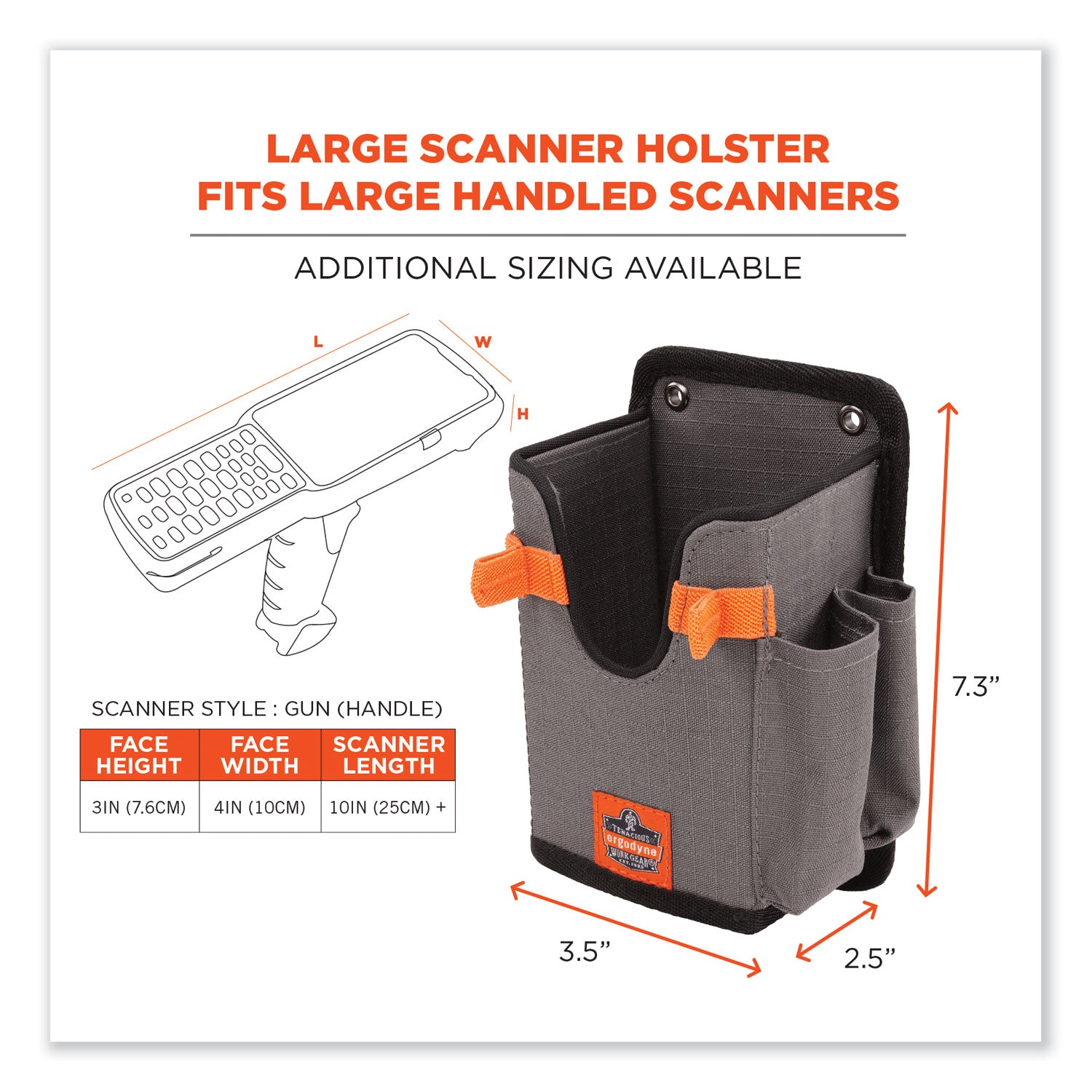 Ergodyne Squids 5543 Mounting Carrier, Gray, Polyester, 1 Each