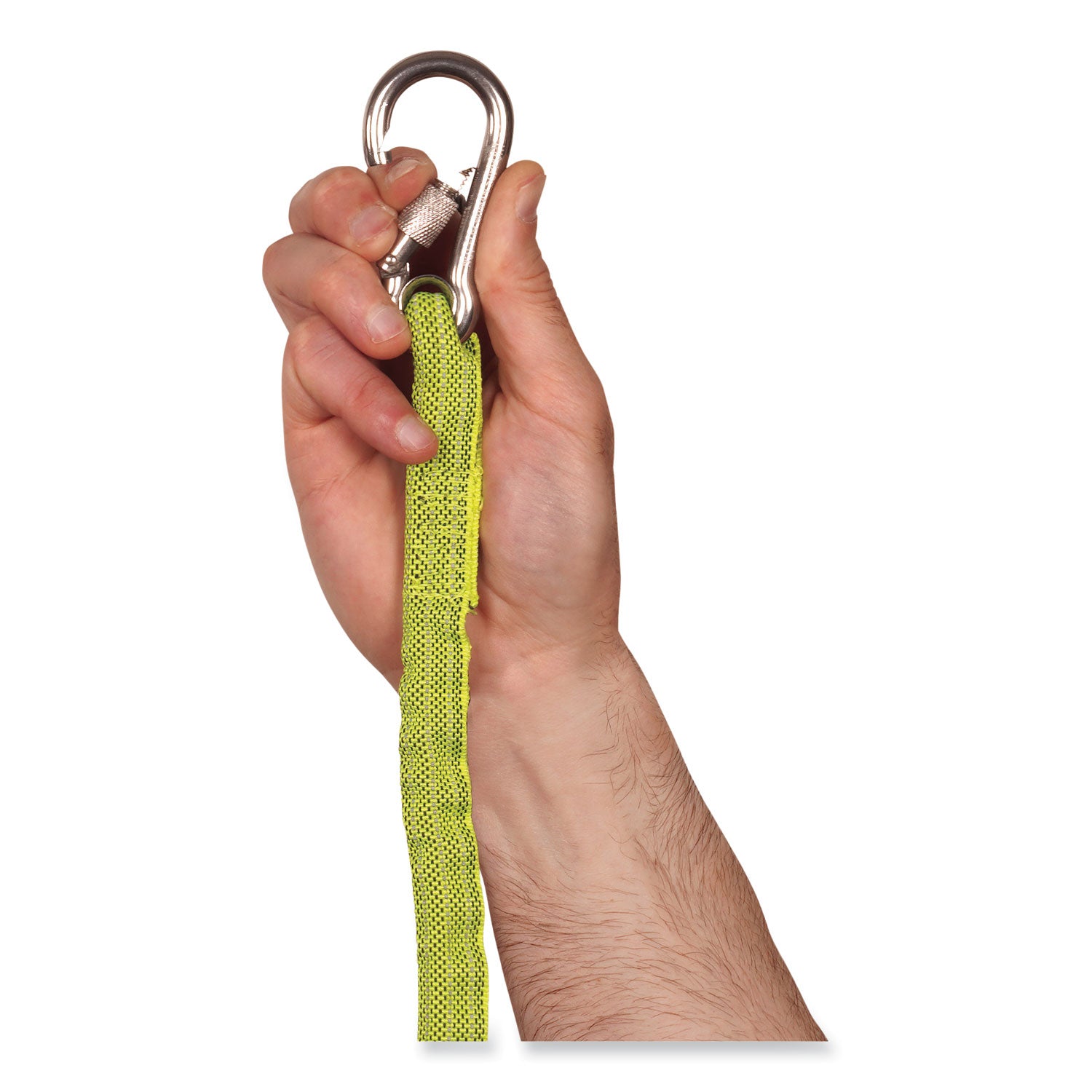 15 lb Load Capacity - Carabiner Attachment - 11.3" Height x 1" Width x 54" Length - Lime - Nylon Webbing, Stainless Steel - 6 / Carton