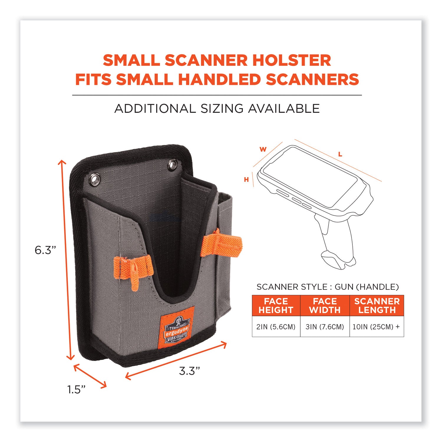 Ergodyne Squids 5543 Mounting Carrier, Gray, Polyester, Fits Bar Code Scanner, Tool, Mobile Computer, 1 Each