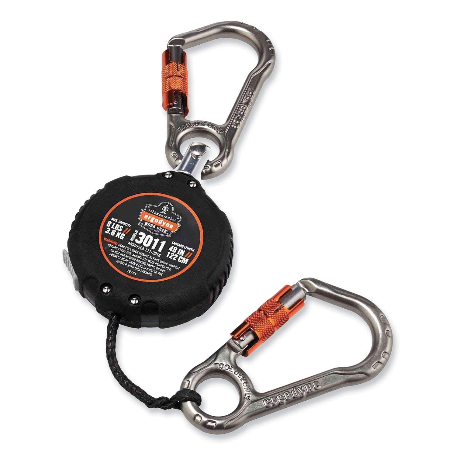 Adjustable - 8 lb Load Capacity - Standard - Carabiner Attachment - 1" Height x 9.3" Width x 48" Length - Black - Aluminum, ABS Plastic - 1 Each
