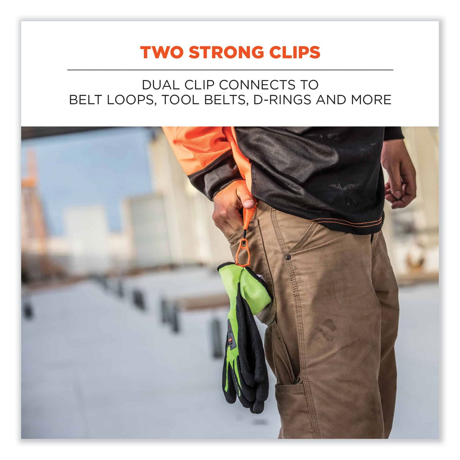 Squids 3420 Dual Clip Swivel Glove Clip Holder, 1 x 0.6 x 5.5, Acetal Copolymer, Red,100/Pack