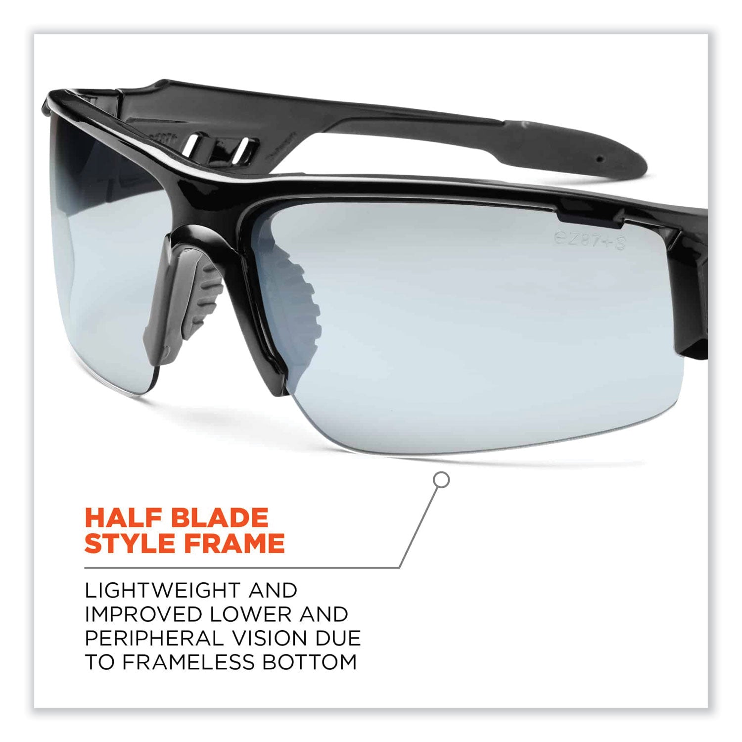 Ergodyne Skullerz Dagr In/Outdoor Safety Glasses, Black Frame, Scratch & Impact Resistant, Anti-glare, Flexible, 1 Each
