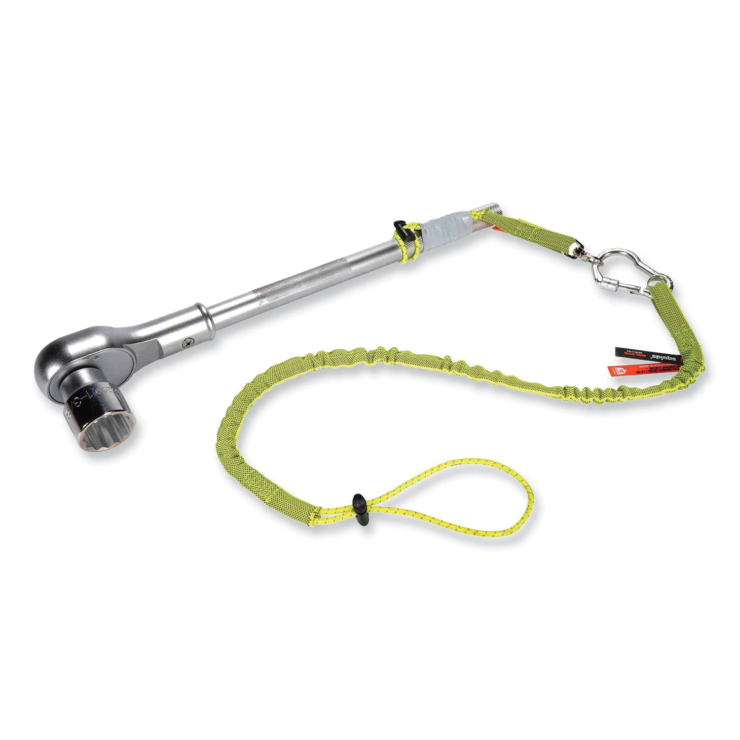 Ergodyne 3100 Single Carabiner Tool Lanyard - 10lbs - Adjustable - 10 lb Load Capacity - Standard - Carabiner Attachment - 11.3" Height x 1" Width x 45" Length - Lime - Nylon Webbing, Aluminum - 6 / Carton