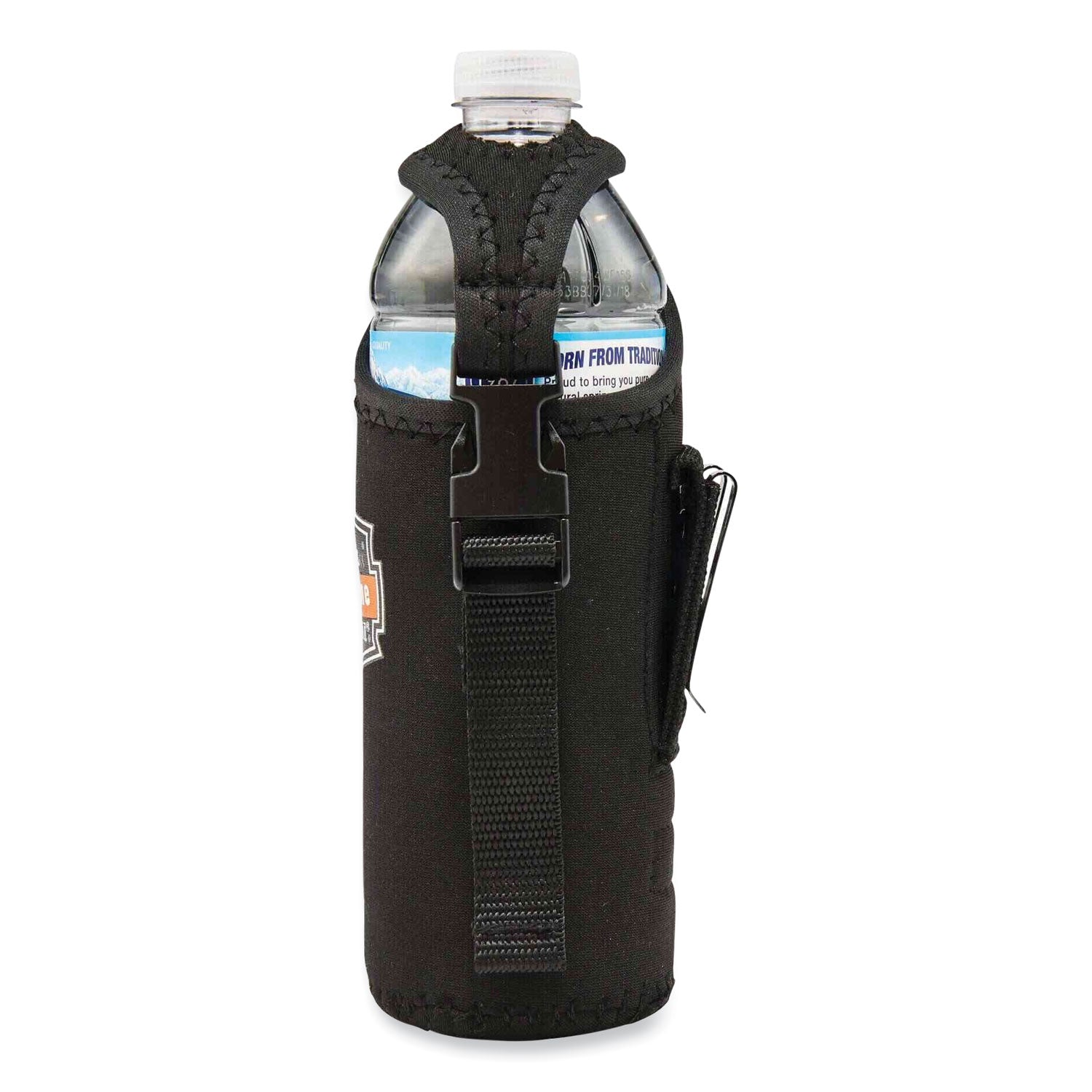 Ergodyne 3775 Can/Bottle Holder & Trap, Black, Stainless Steel/Zinc/Neoprene/Nylon, 2.5" H x 3.6" W, 1 Each