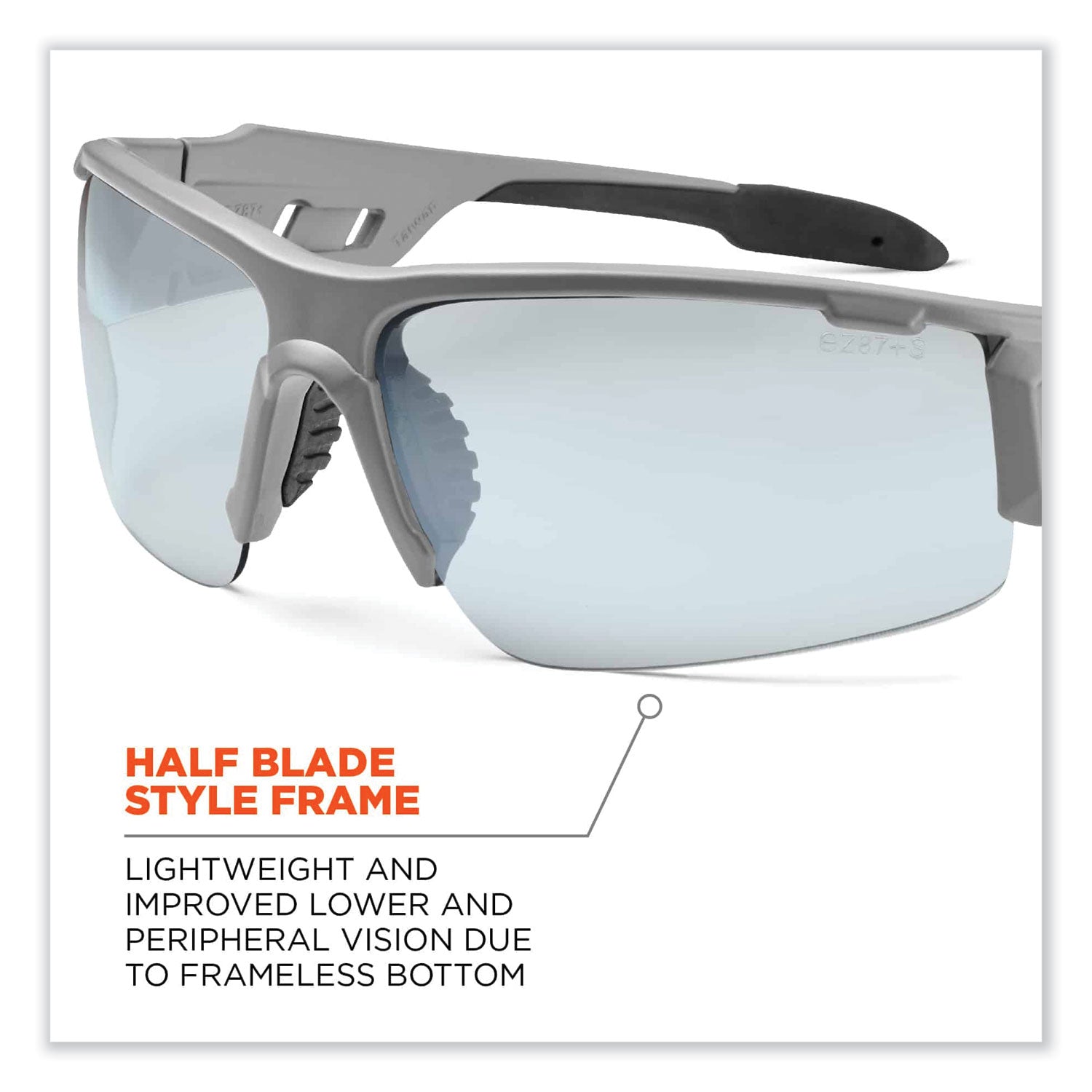 Ergodyne Skullerz Dagr In/Outdoor Safety Glasses, Matte Gray Frame, Scratch & Impact Resistant, Anti-glare, Non-slip, Comfortable, 1 Each