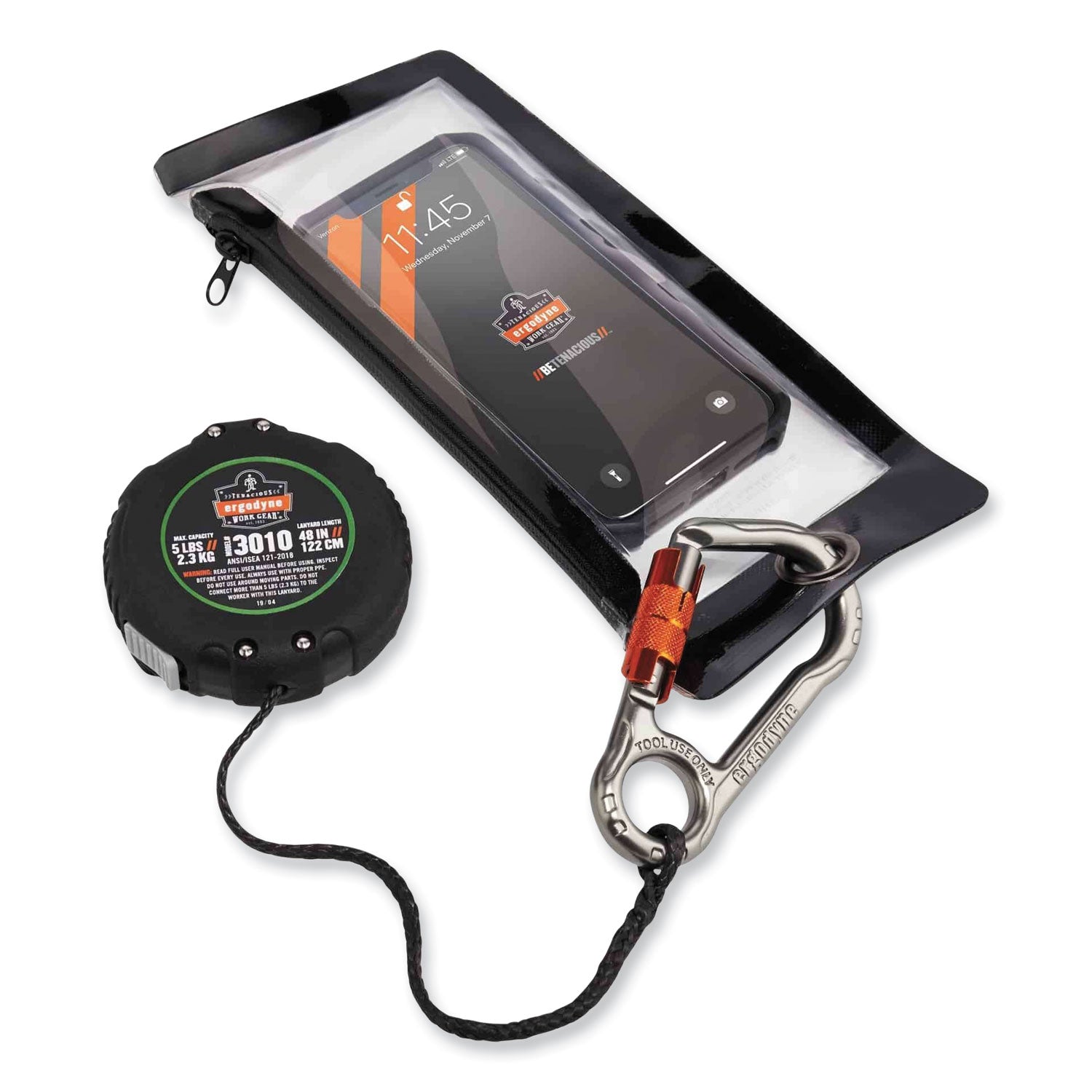 Adjustable - 5 lb Load Capacity - Standard - Carabiner Attachment - 1" Height x 9.3" Width x 48" Length - Black - Aluminum, ABS Plastic - 1 Each