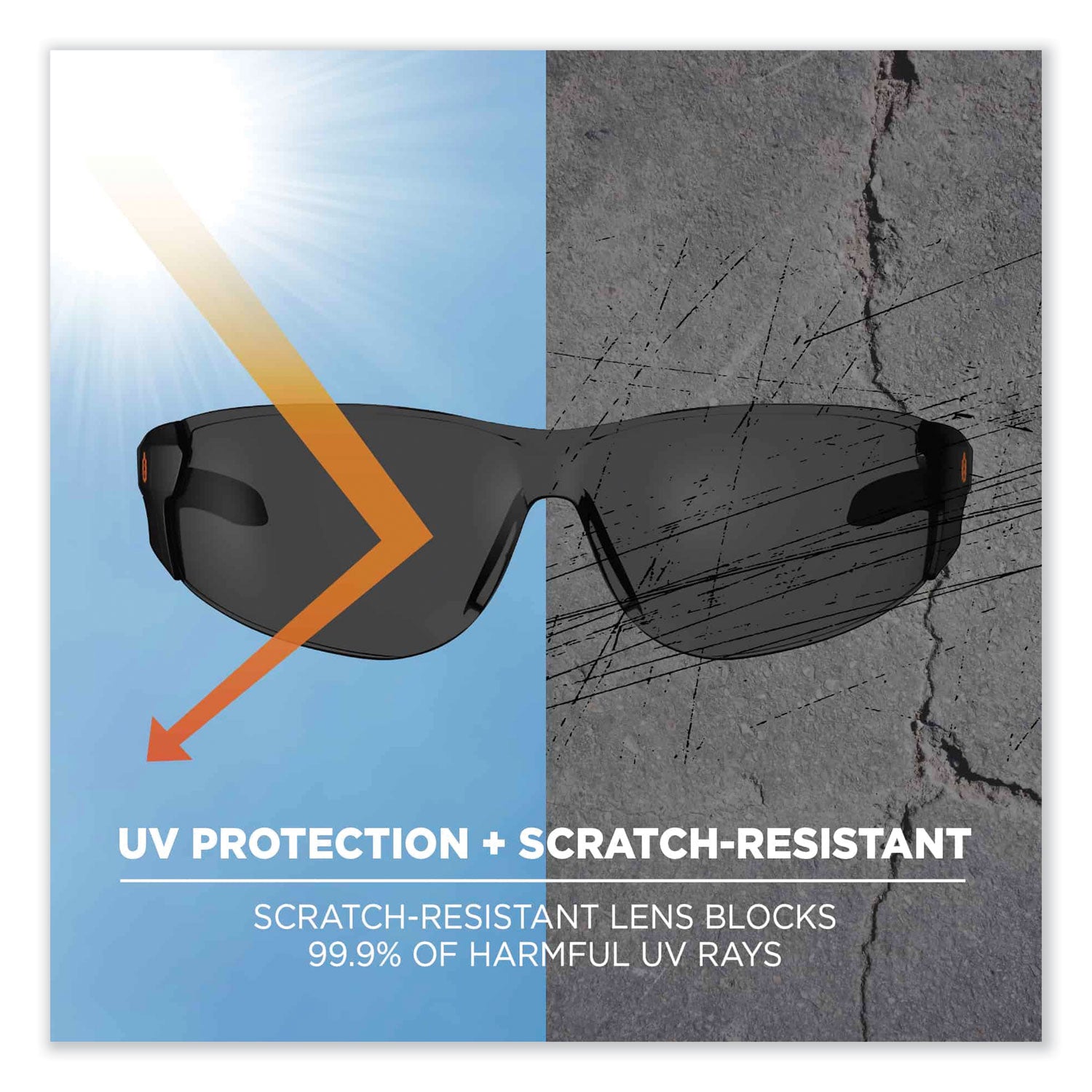 Ergodyne SAGA Smoke Lens Matte Frameless Safety Glasses / Sunglasses, Matte Black, Black
