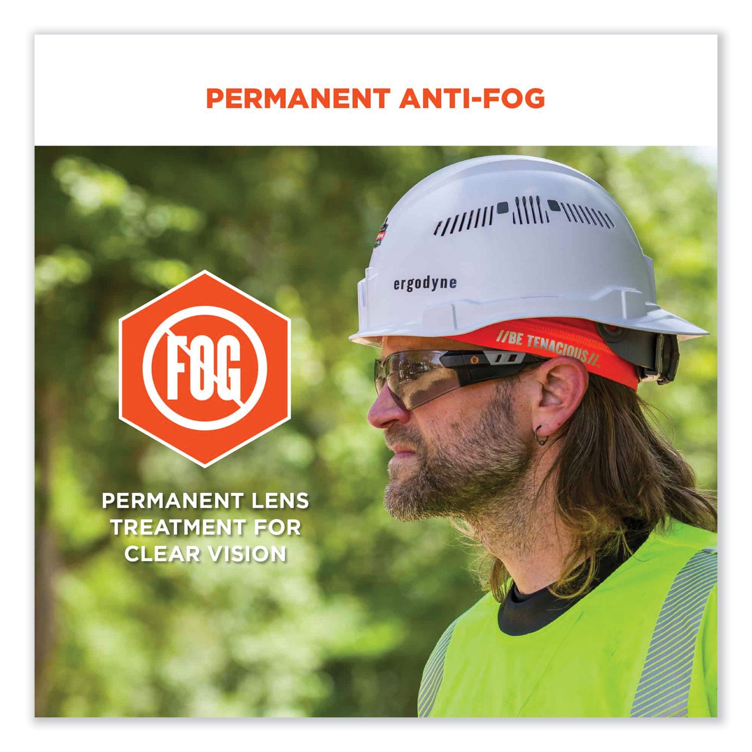Eye Protection - Matte Black - Clear Lens - Anti-fog, Lightweight, Rimless, Impact Resistant, Anti-scratch, Durable, UV Resistant, Slip Resistant, Flex-Point Temple, Frameless - 1 Each