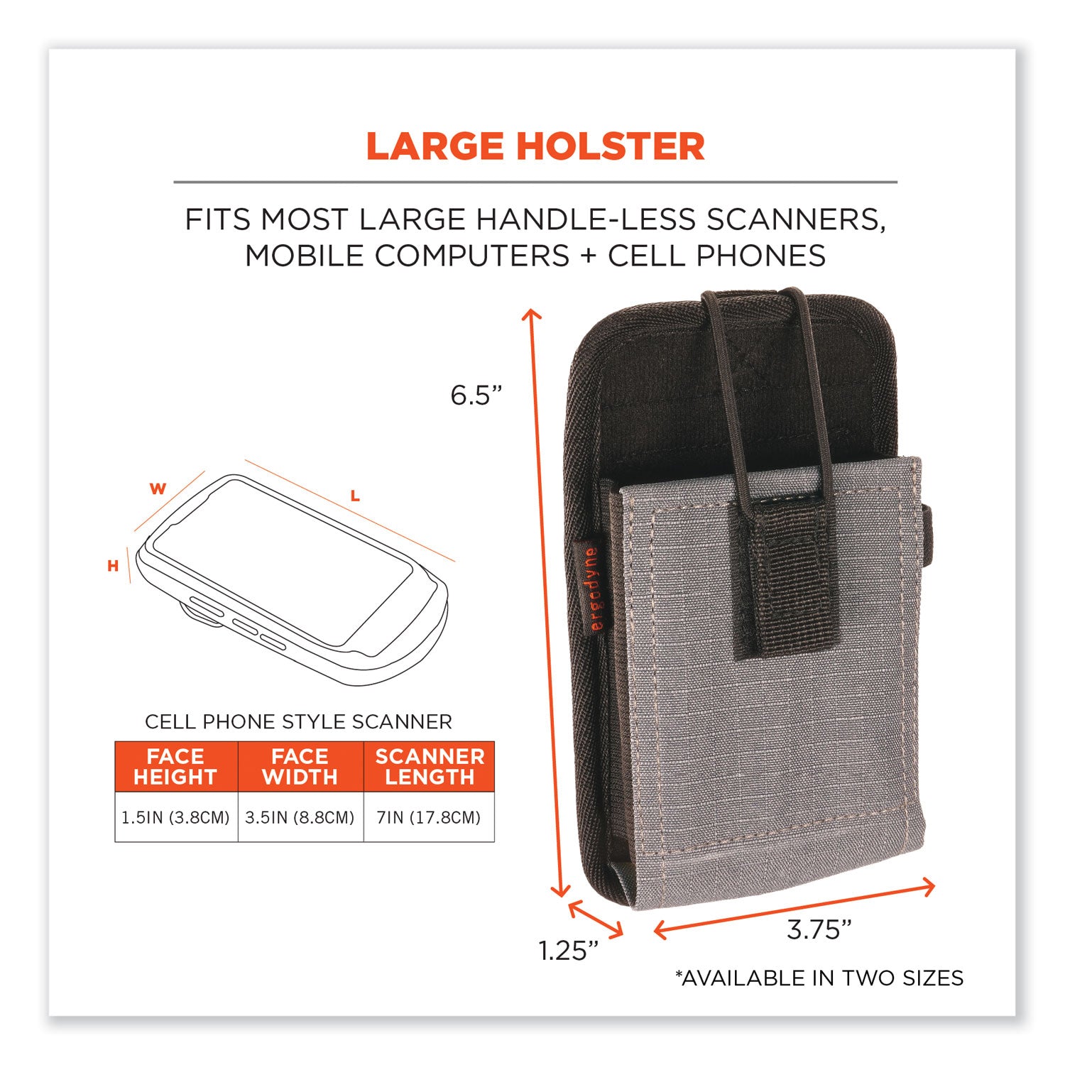 Drop Resistant, Abrasion Resistant, Scratch Resistant, Damage Resistant - Polyester, Elastic Body - Ripstop Exterior Material - Holster, Belt Loop - 6.3" Height x 2.8" Width x 4.3" Depth - Large Size - 1 Each