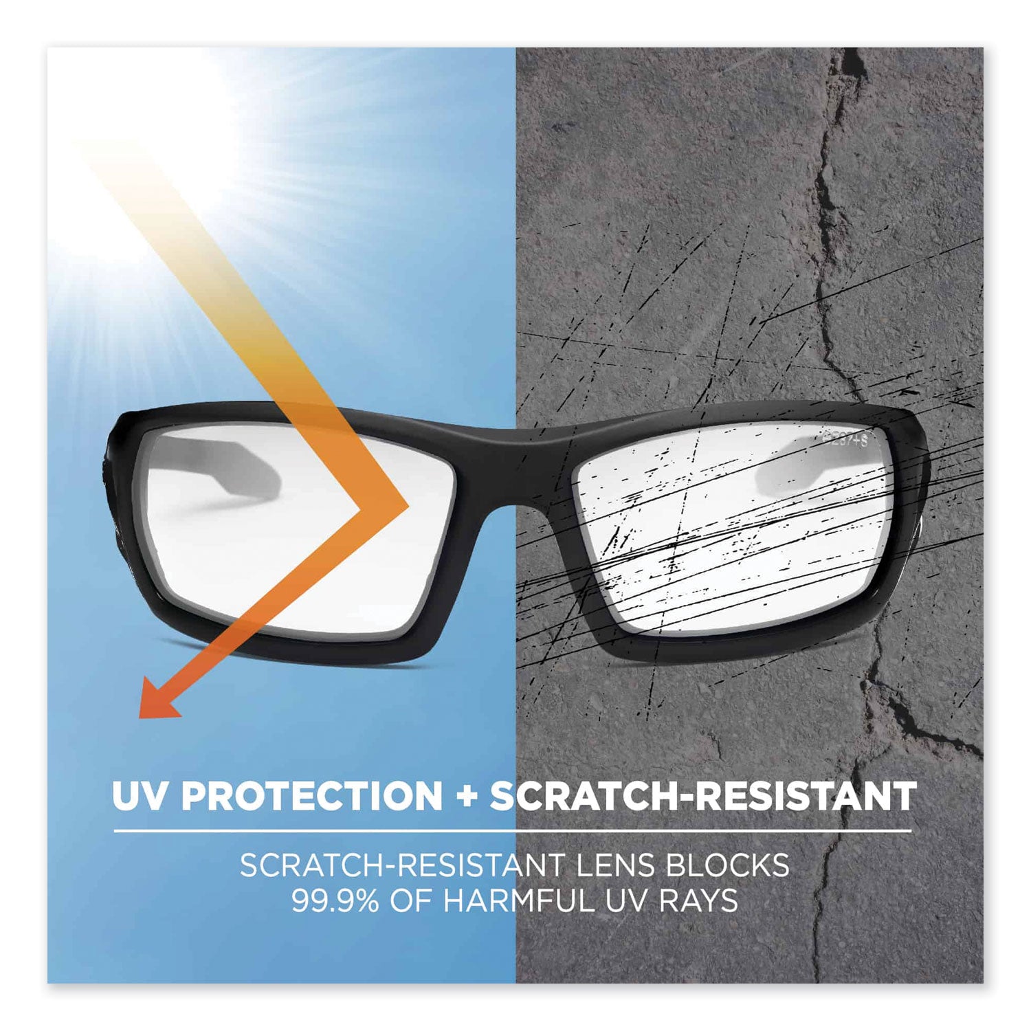 Ergodyne Skullerz Odin AF Clear Safety Glasses, Matte Black Frame, Anti-Fog, Scratch Resistant, Impact Resistant, Comfortable Fit, 1 Each