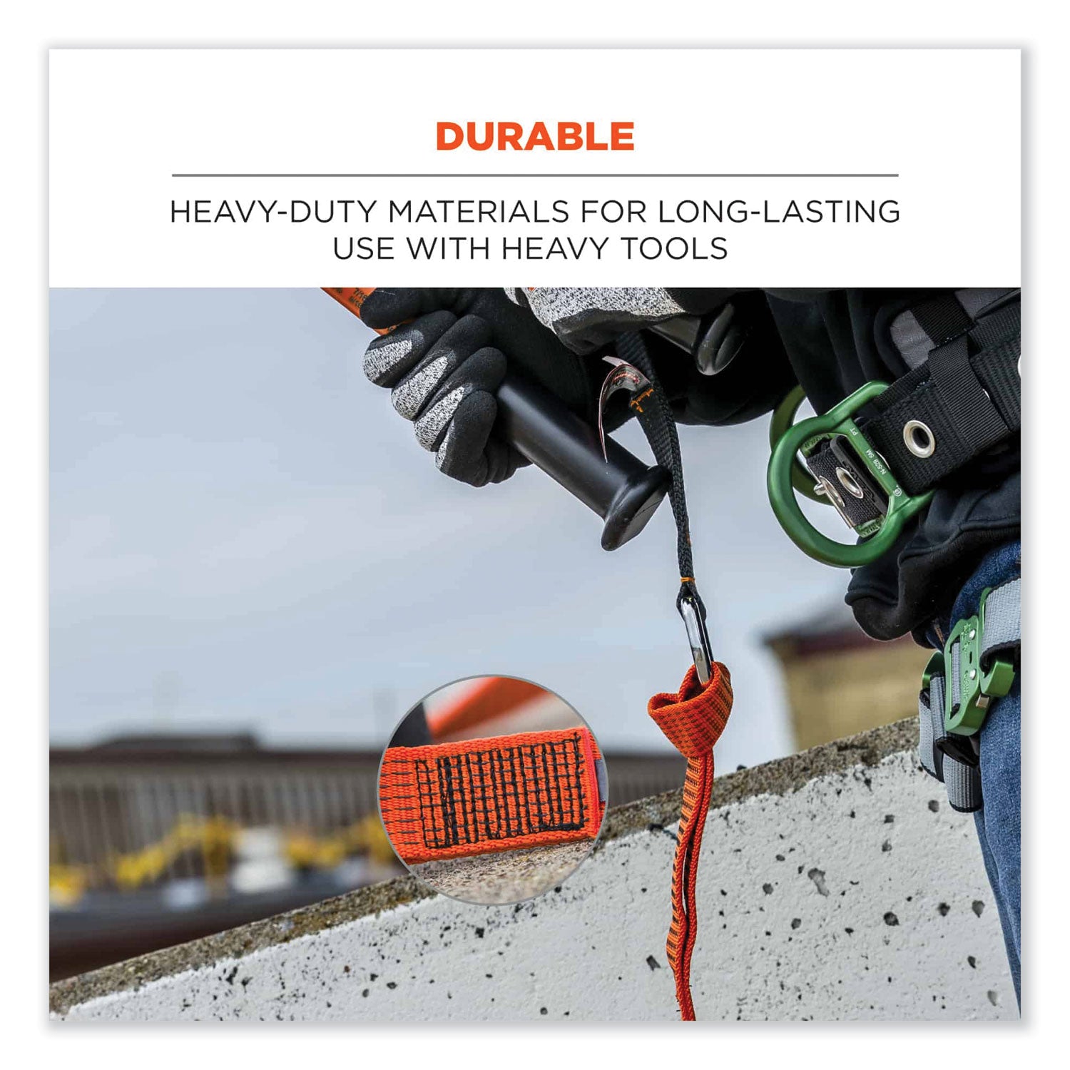 Adjustable - 80 lb Load Capacity - Standard - Carabiner Attachment - 2" Height x 12" Width x 76" Length - Orange - Nylon Webbing - 1 Each