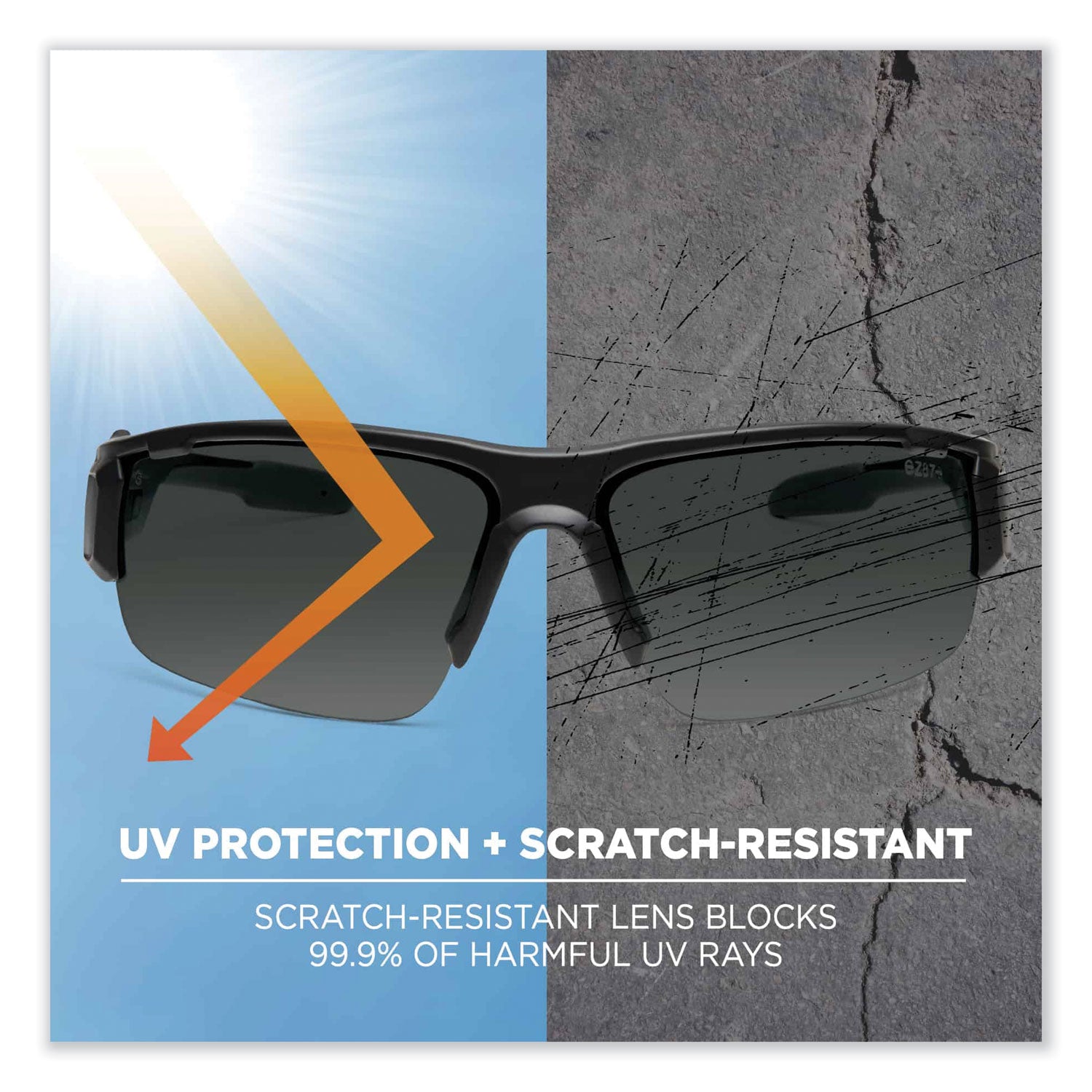 Ergodyne Dagr AF Smoke Safety Glasses, Black Frame, Smoke Lens, Anti-Fog, Scratch Resistant, Impact Resistant, Non-Slip, 1 Each