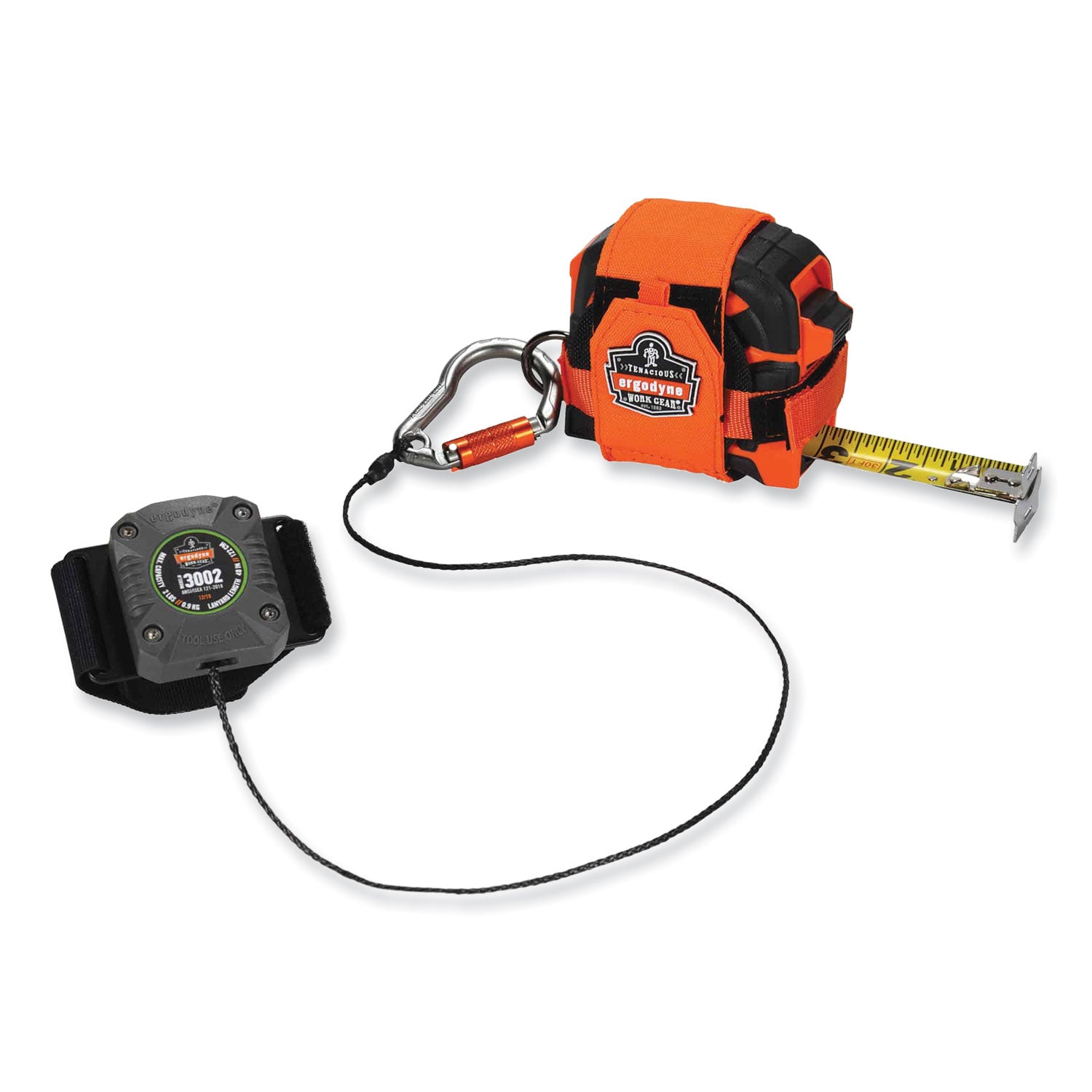 Adjustable - 1.98 lb Load Capacity - Standard - Loop/Locking Carabiner Attachment - 1.5" Height x 5" Width x 48" Length - Gray - Nylon, Fiberglass - 1 Each