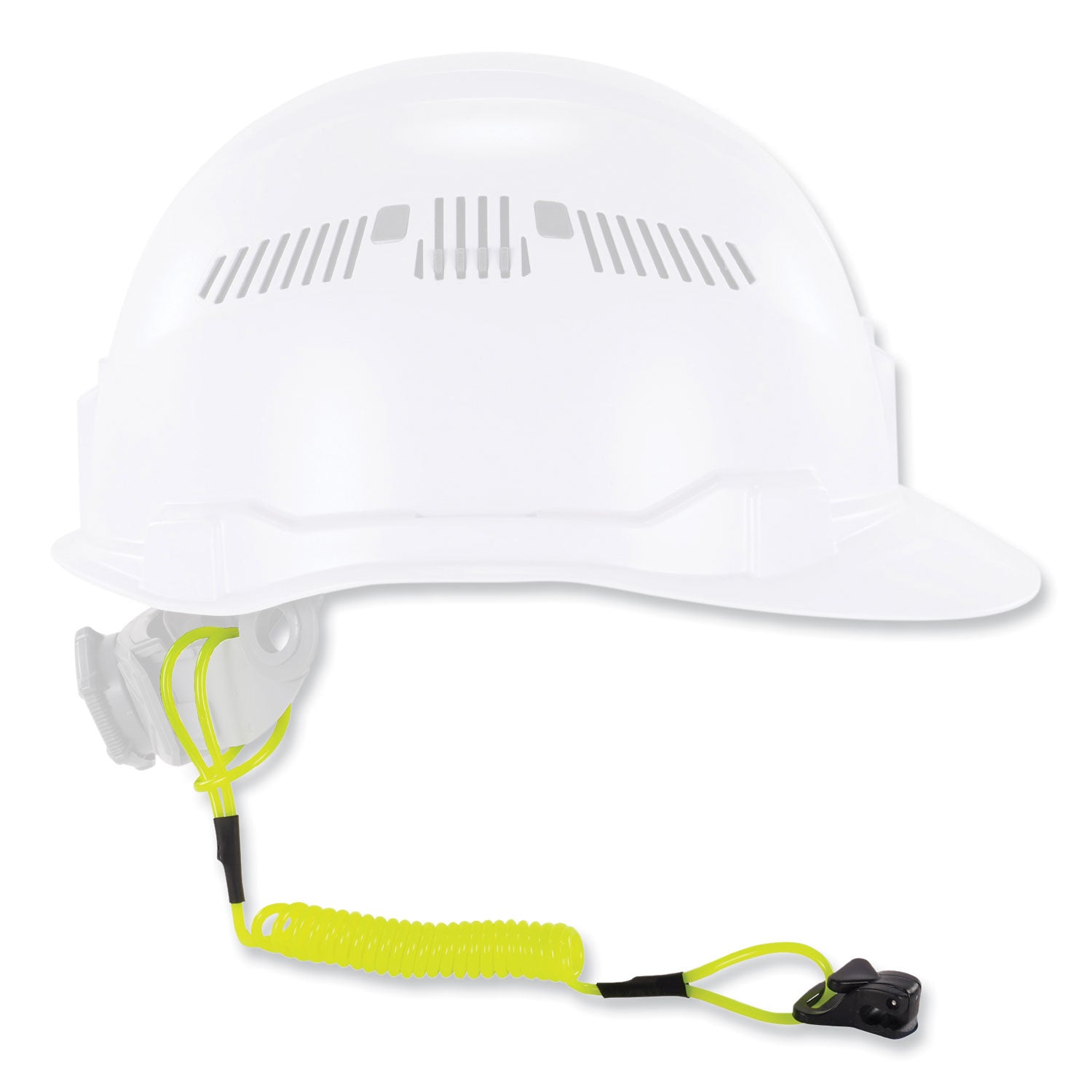 Ergodyne 3158 Coil Tool Lanyard with Clamp - 2lbs / 0.9kg - Adjustable - 2 lb Load Capacity - Clamp Attachment - 1.5" Height x 2" Width x 48" Length - Lime - Plastic, Fabric - 6 / Carton