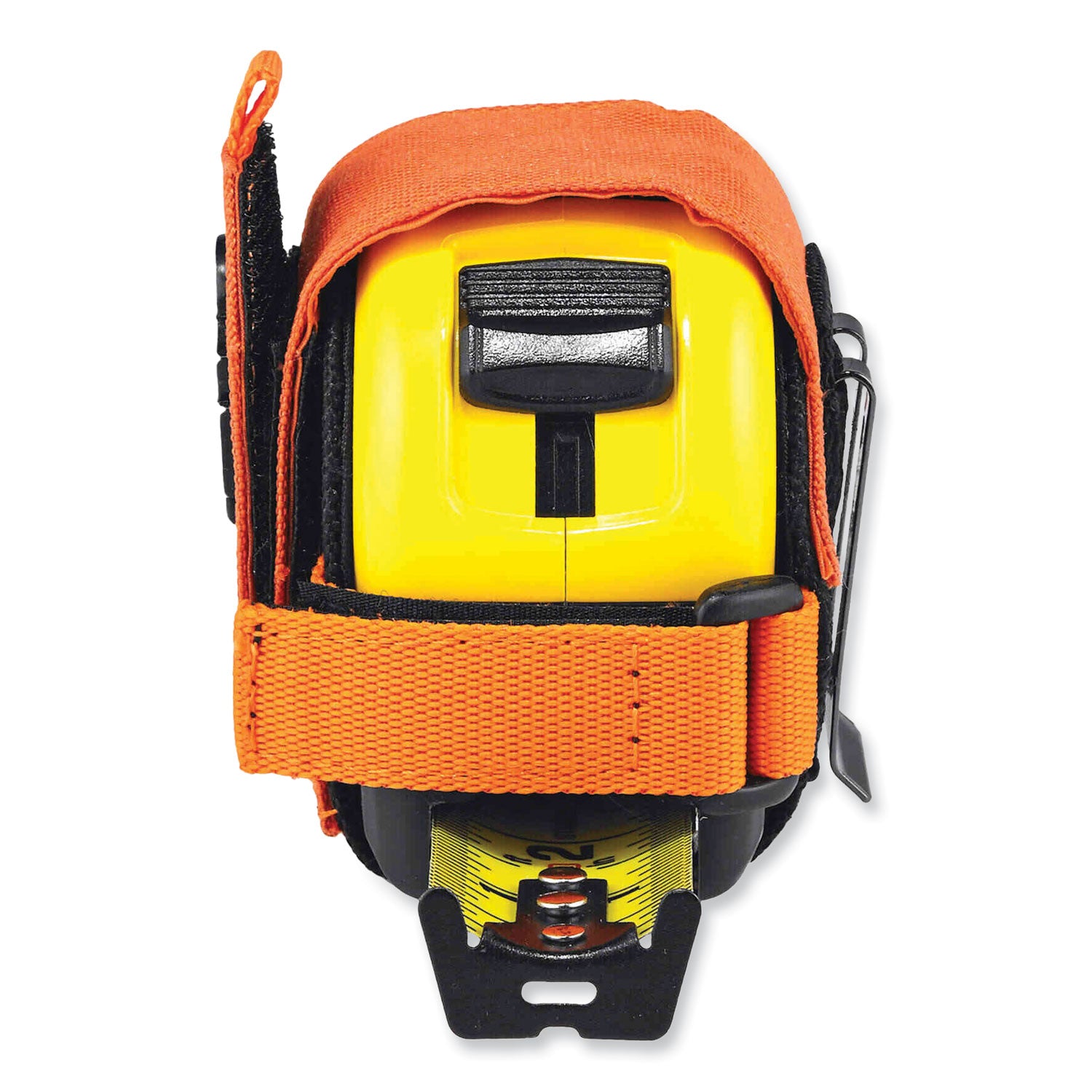 Ergodyne 3770 Tape Measure Holder / Belt Clip - 2.5" Height x 3.6" Width - Orange - Polyester, Stainless Steel - 1 Each