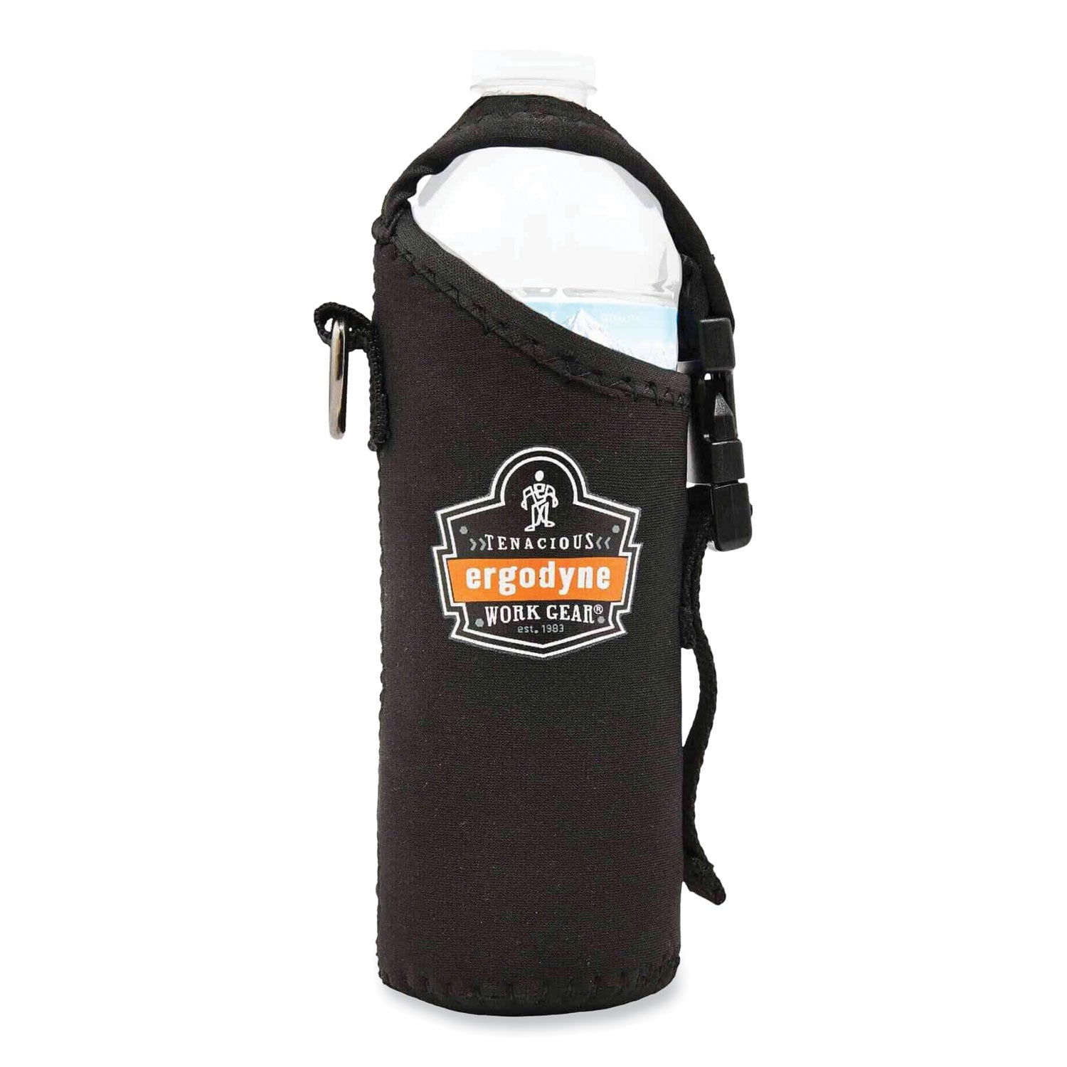Ergodyne 3775 Can/Bottle Holder & Trap, Black, Stainless Steel/Zinc/Neoprene/Nylon, 2.5" H x 3.6" W, 1 Each