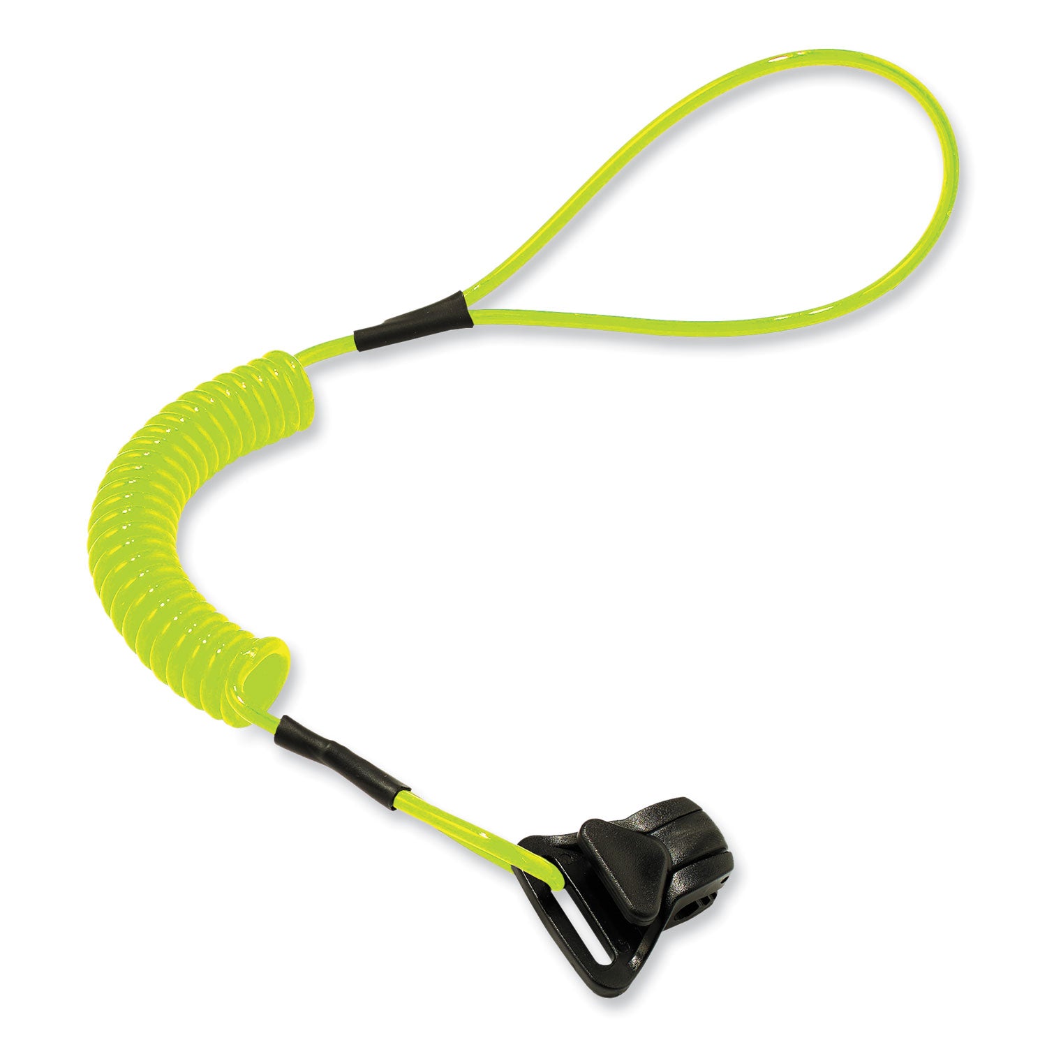 Ergodyne 3158 Coil Tool Lanyard with Clamp - 2lbs / 0.9kg - Adjustable - 2 lb Load Capacity - Clamp Attachment - 1.5" Height x 2" Width x 48" Length - Lime - Plastic, Fabric - 6 / Carton