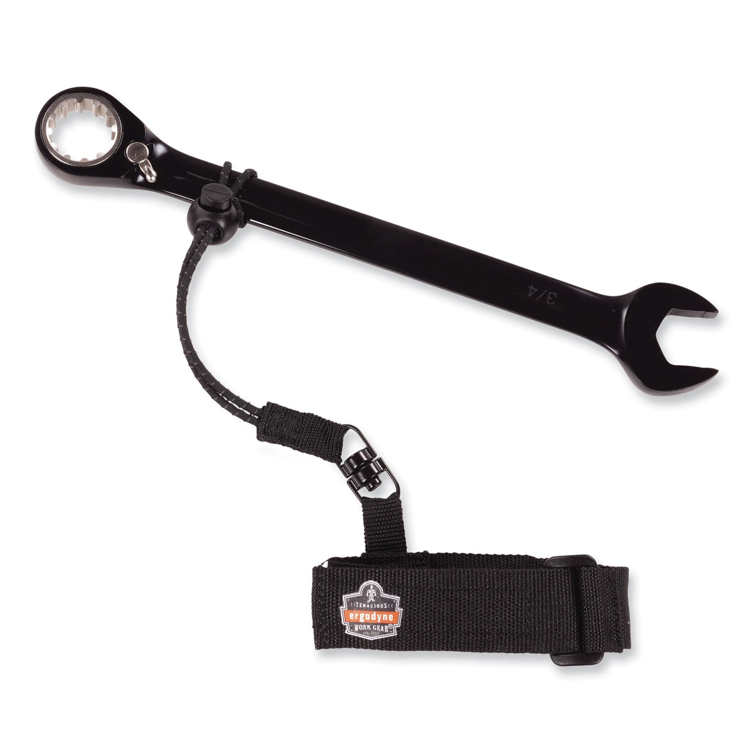 Ergodyne 3115 Wrist Tool Lanyard - 2lbs - Adjustable - 2 lb Load Capacity - Large (L)/Extra Large (XL) - Barrel Lock Closure Attachment - 11.3" Height x 1.3" Width x 4" Length - Black - Polyester Webbing - 6 / Carton
