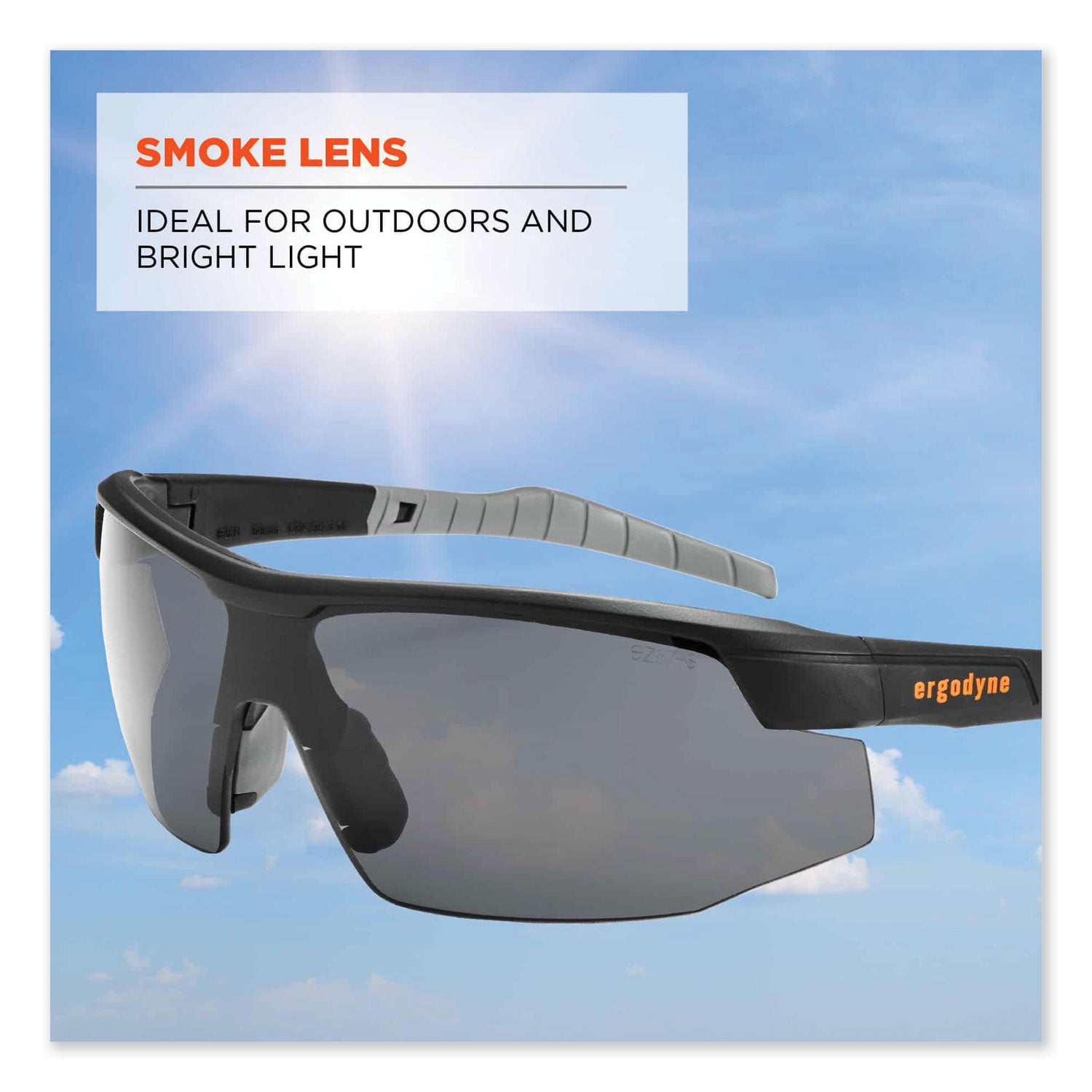 Ergodyne SKOLL Smoke Lens Matte Safety Glasses, Matte Black, Black
