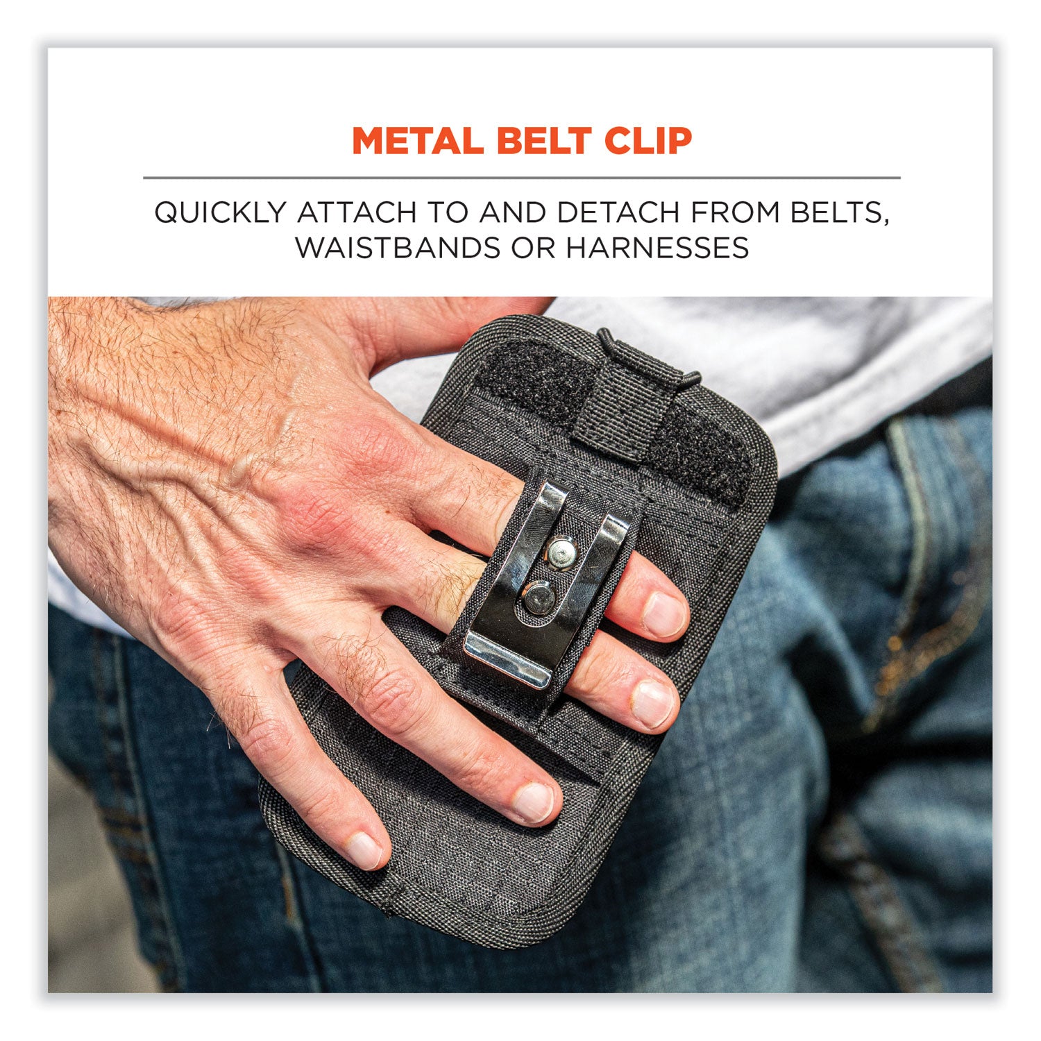Drop Resistant, Abrasion Resistant, Scratch Resistant, Scratch Proof - Polyester Body - Belt Clip, Holster - 1.5" Height x 3.5" Width - Large Size - 1 Each