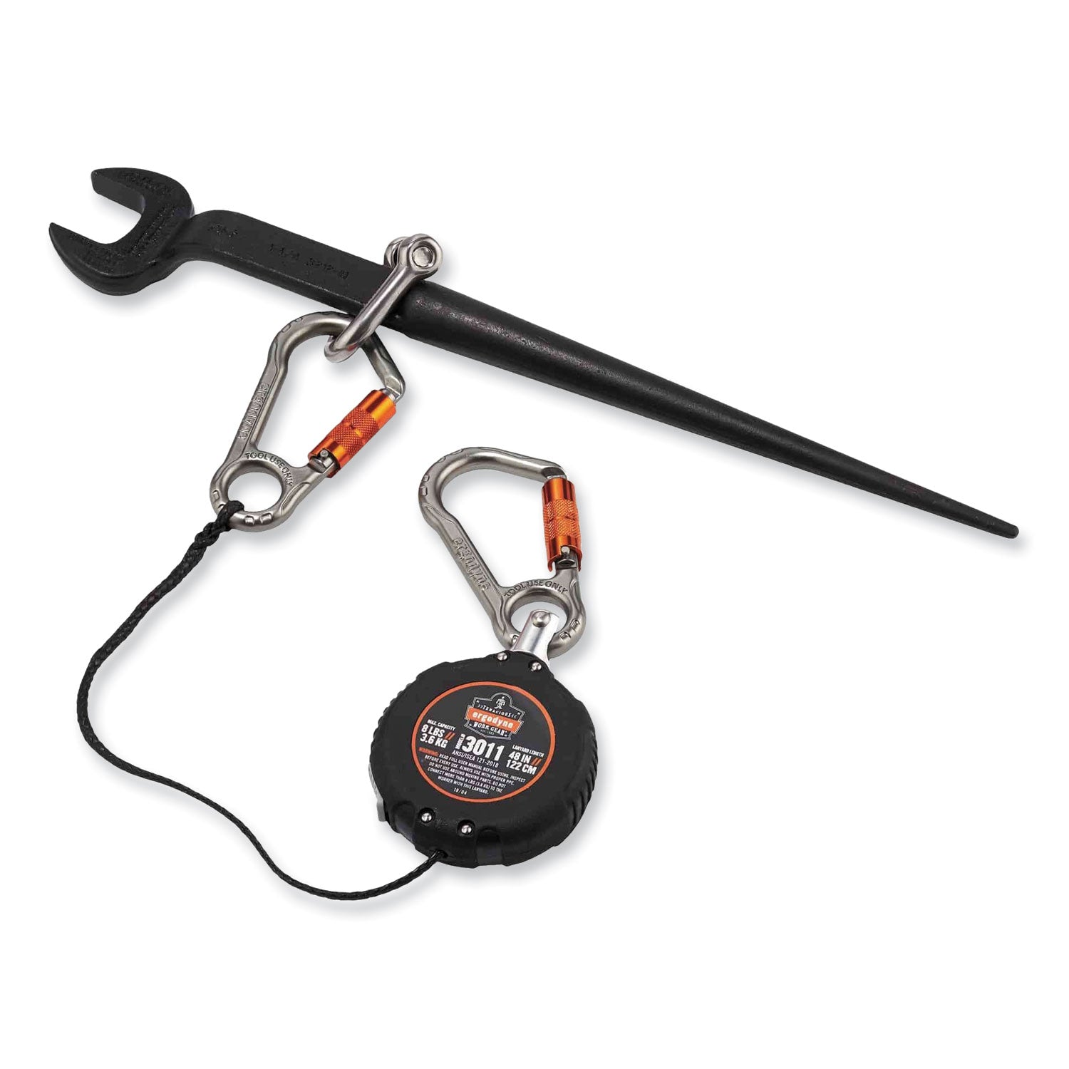 Adjustable - 8 lb Load Capacity - Standard - Carabiner Attachment - 1" Height x 9.3" Width x 48" Length - Black - Aluminum, ABS Plastic - 1 Each