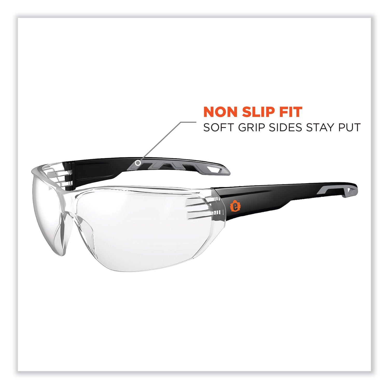 Eye Protection - Matte Black - Clear Lens - Anti-fog, Anti-scratch, UV Resistant, Lightweight, Impact Resistant, Non-Slip Temple, Rubber Tipped Temples, Frameless - 1 Each
