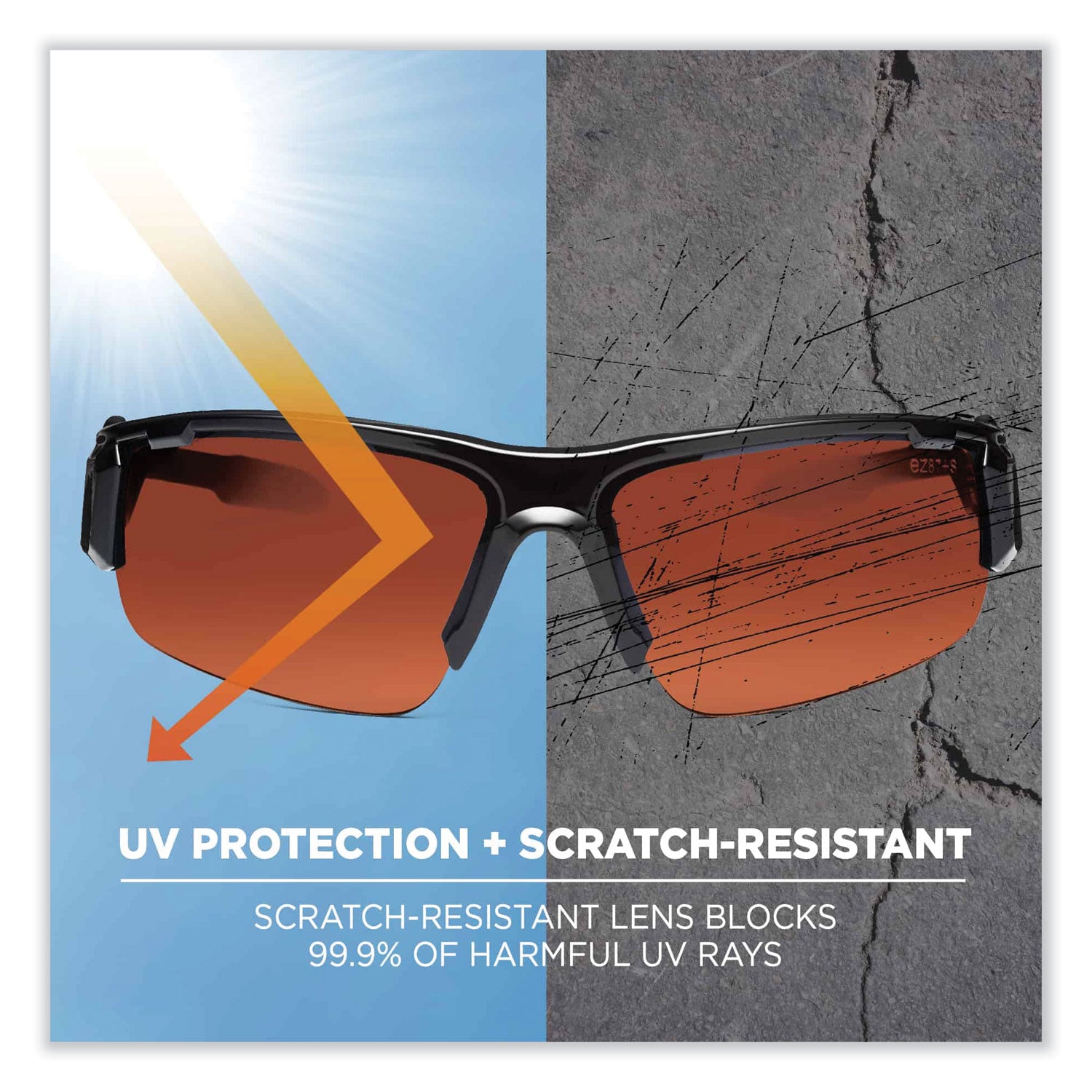 Ergodyne Dagr PZ Copper Safety Glasses, Polarized Copper Lens, Black Frame, Scratch Resistant, Impact Resistant, Anti-glare, Non-slip, Bendable, 1 Each
