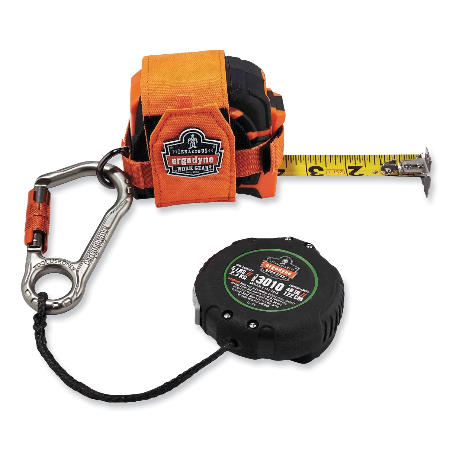 Adjustable - 5 lb Load Capacity - Standard - Carabiner Attachment - 1" Height x 9.3" Width x 48" Length - Black - Aluminum, ABS Plastic - 1 Each