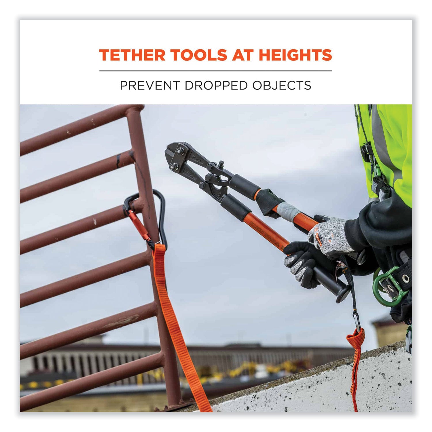 Adjustable - 80 lb Load Capacity - Standard - Carabiner Attachment - 2" Height x 12" Width x 76" Length - Orange - Nylon Webbing - 1 Each