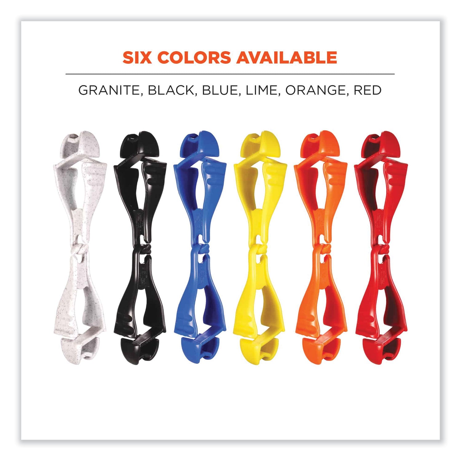 Squids 3400 Dual Clip Glove Clip Holder, 1 x 1 x 6.5, Acetal Copolymer, Granite, 100/Pack