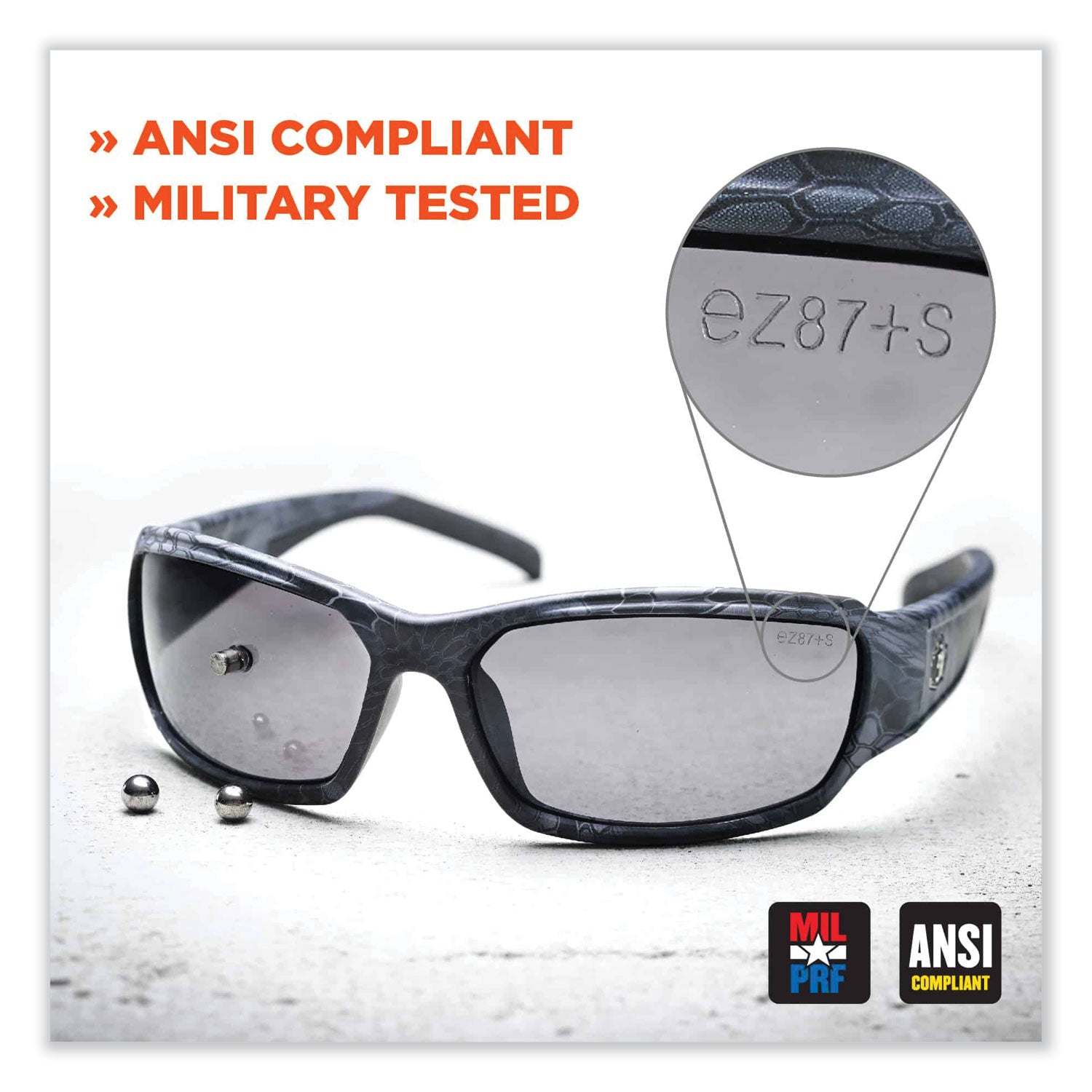 Ergodyne Skullerz Odin AF Clear Safety Glasses, Kryptek Highlander Frame, Anti-Fog, Scratch Resistant, Impact Resistant, 1 Each