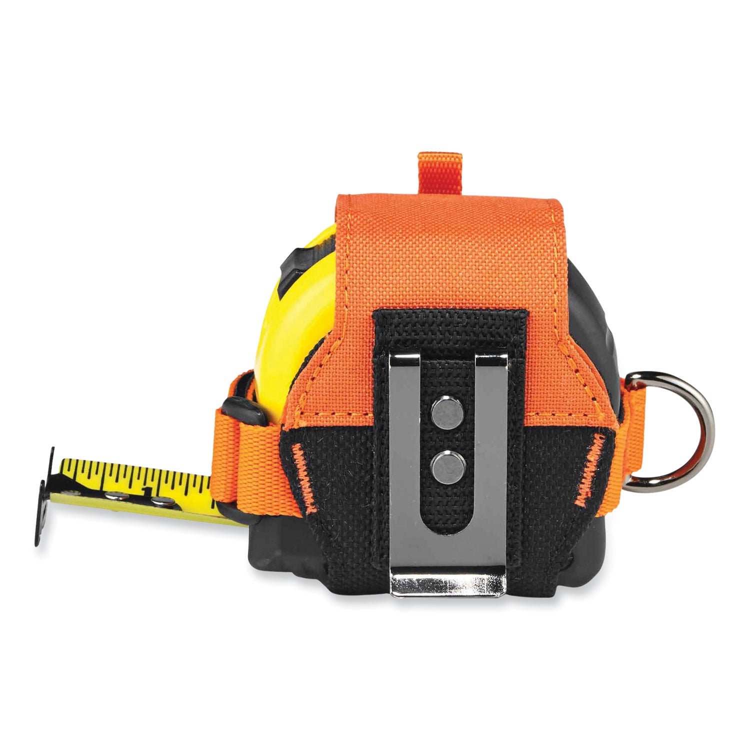 Ergodyne 3770 Tape Measure Holder / Belt Clip - 2.5" Height x 3.6" Width - Orange - Polyester, Stainless Steel - 1 Each
