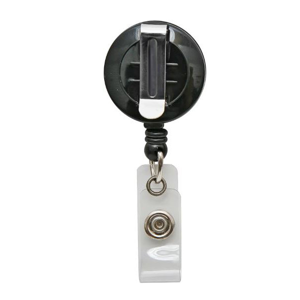 Standard Round ID Badge Reel with Belt Clip, Black