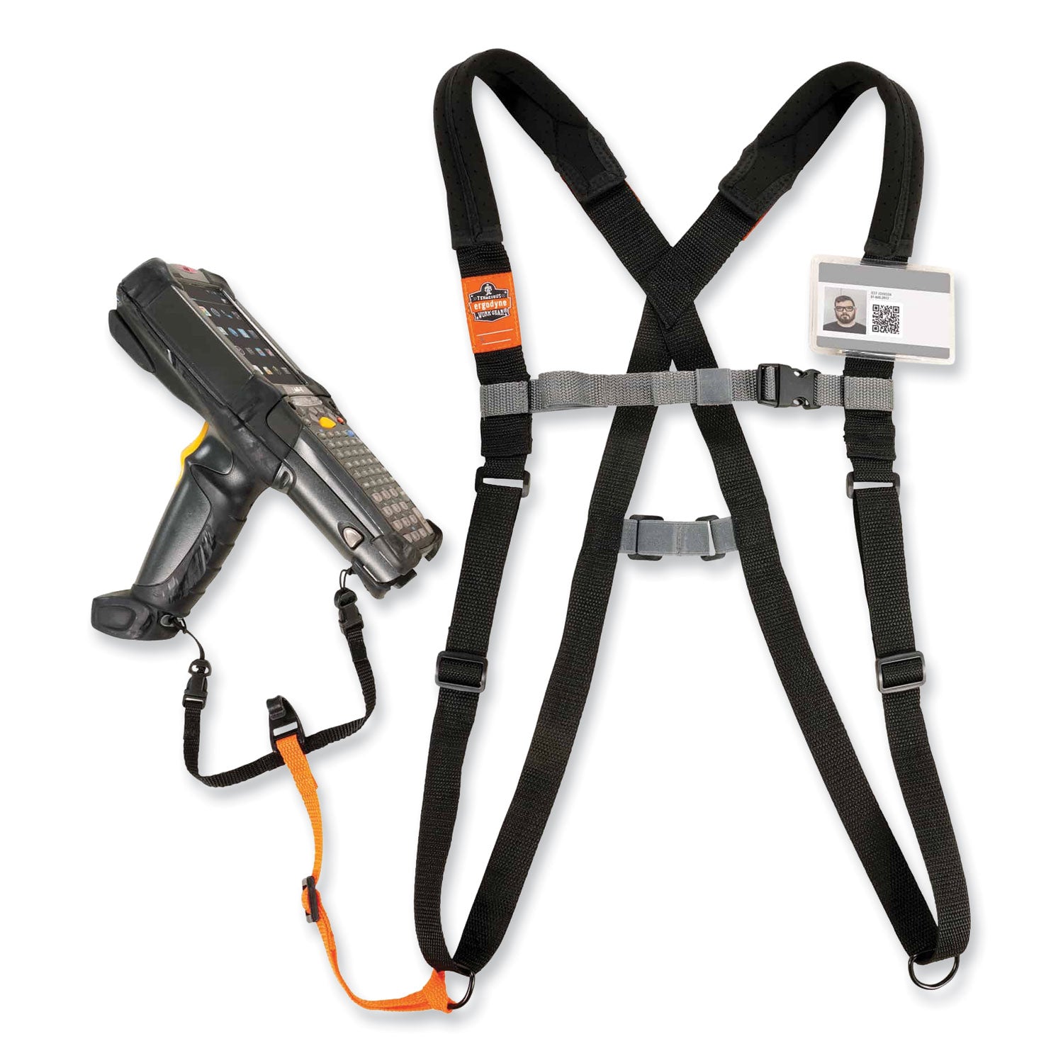 Ergodyne 3138 Padded Bar-code Scanner Harness, Large, Hook & Loop Attachment, Black, 1 Each