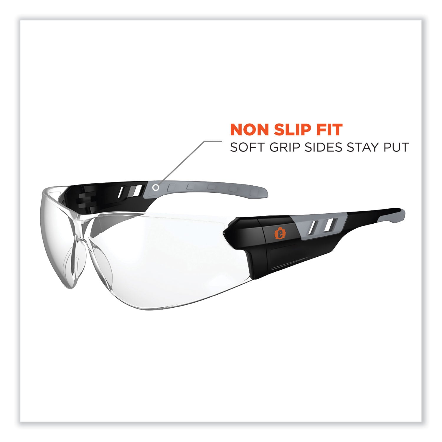 Eye Protection - Matte Black - Clear Lens - Anti-fog, Lightweight, Rimless, Impact Resistant, Anti-scratch, Durable, UV Resistant, Slip Resistant, Flex-Point Temple, Frameless - 1 Each