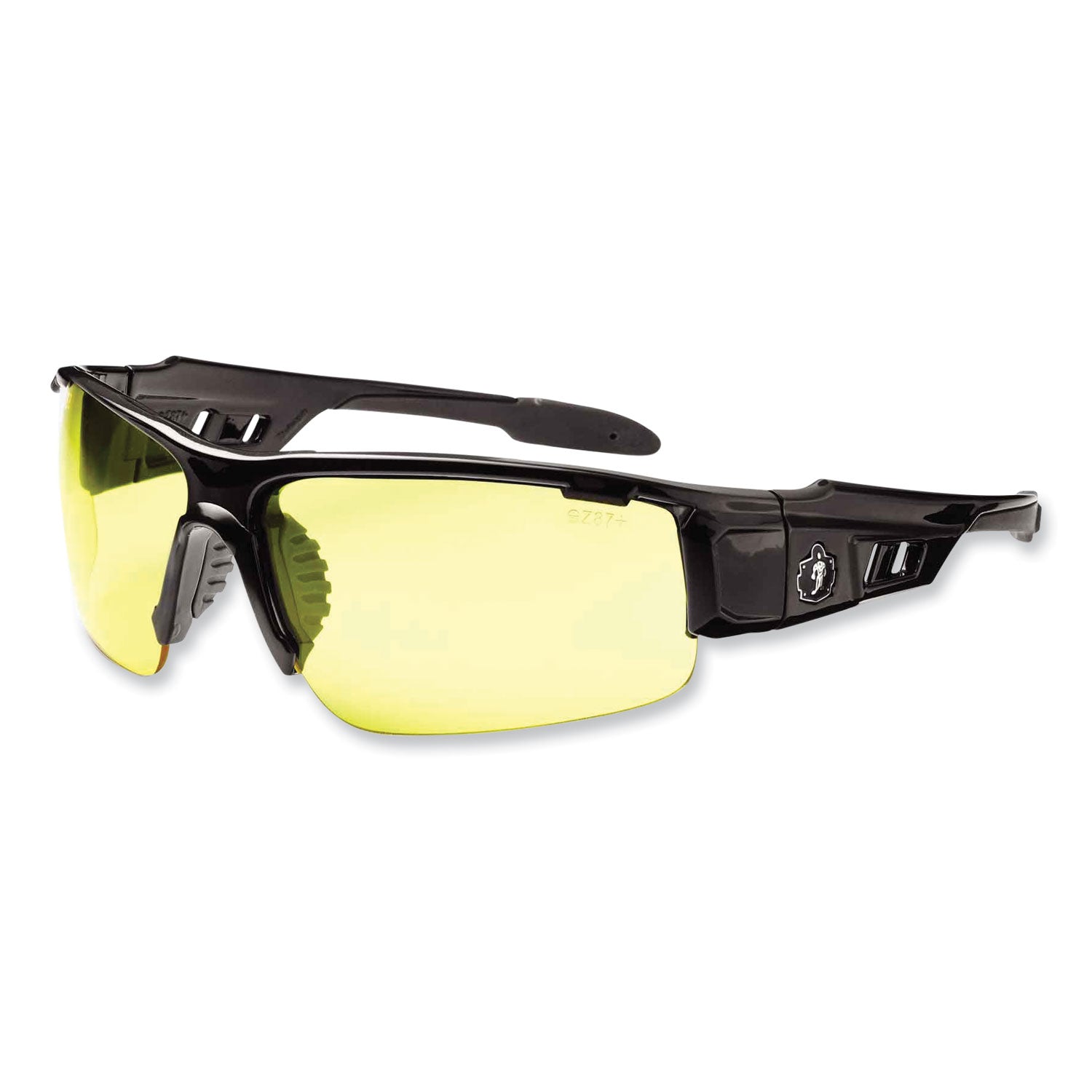 Ergodyne Dagr Smoke Lens Safety Glasses, Yellow Lens, Black Frame, Scratch Resistant, Impact Resistant, Anti-glare, Non-slip, Comfortable, 1 Each