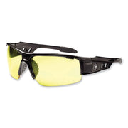 Ergodyne Dagr Smoke Lens Safety Glasses, Yellow Lens, Black Frame, Scratch Resistant, Impact Resistant, Anti-glare, Non-slip, Comfortable, 1 Each