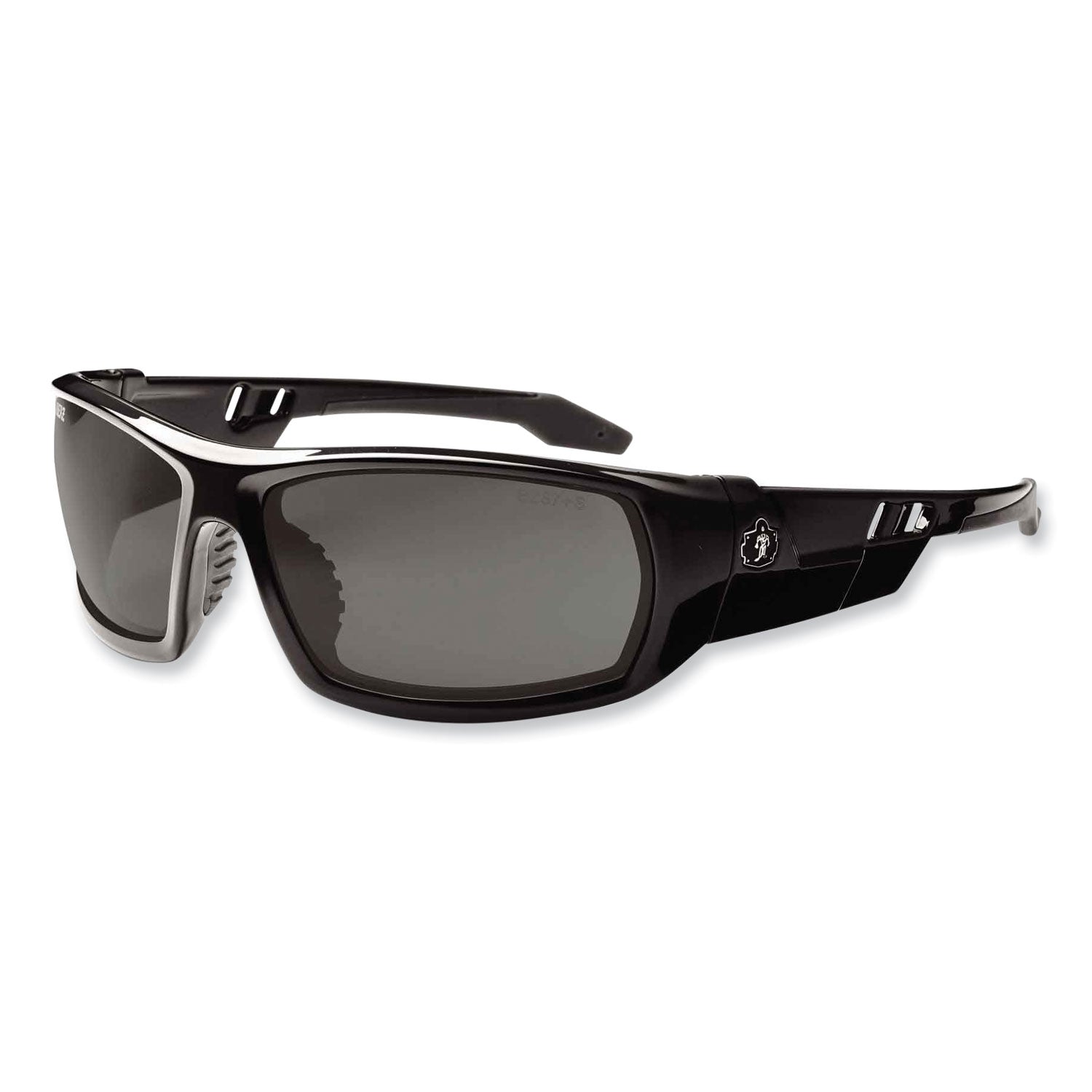 Ergodyne Skullerz ODIN-PZ Polarized Smoke Safety Glasses, Black Frame, Scratch & Impact Resistant, Anti-glare, Non-slip, Comfortable, 1 Each