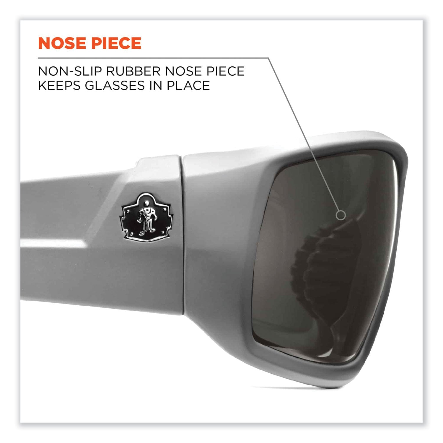 Ergodyne Skullerz Odin Smoke Lens Safety Glasses, White Frame, Scratch & Impact Resistant, Anti-glare, Comfortable, 1 Each