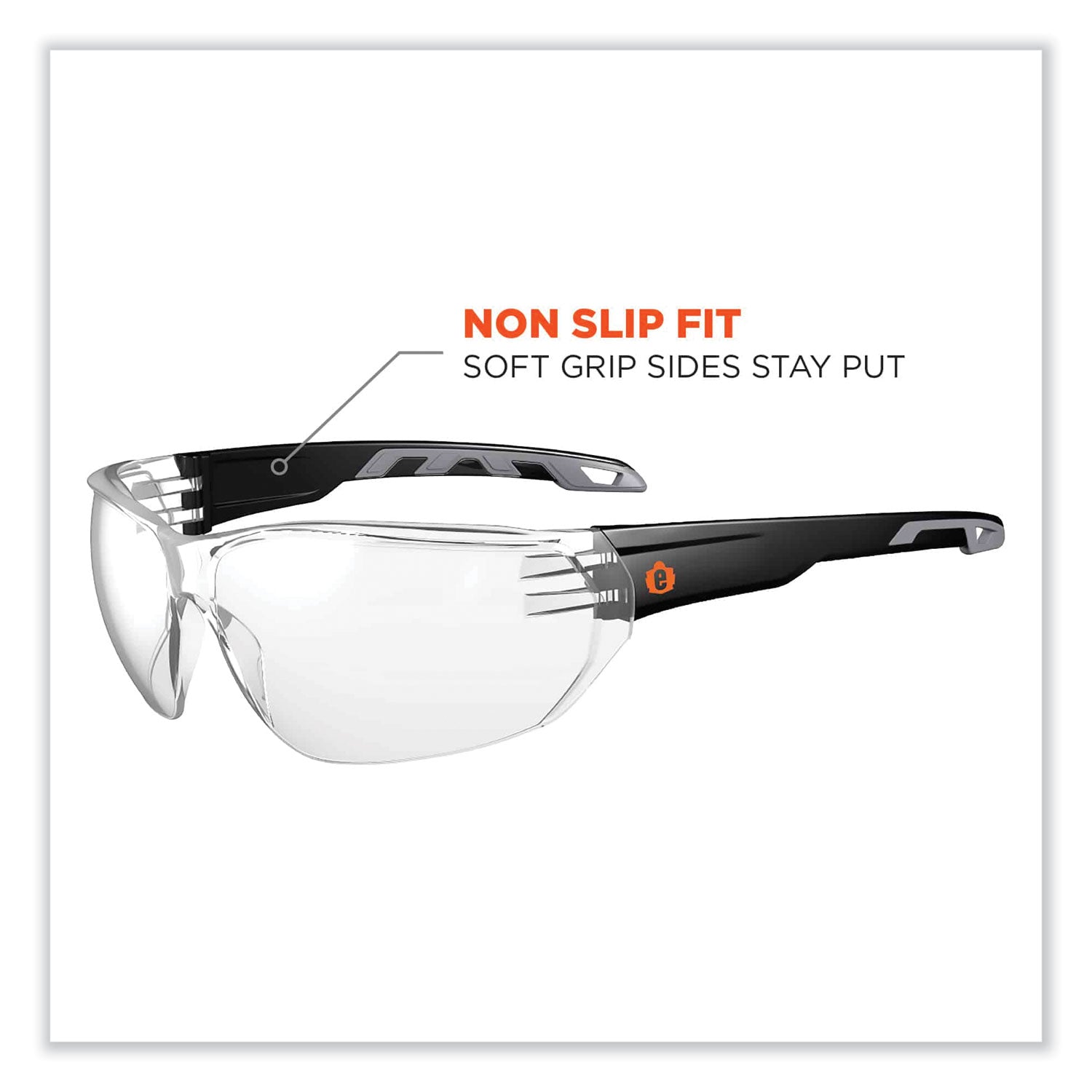 Eye Protection - Matte Black - Clear Lens - Anti-fog, Anti-scratch, UV Resistant, Lightweight, Impact Resistant, Non-Slip Temple, Rubber Tipped Temples, Frameless - 1 Each