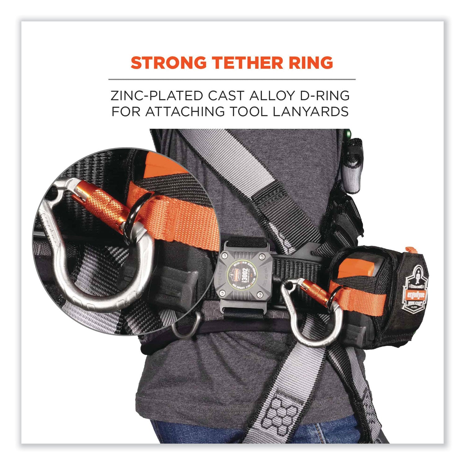 Ergodyne 3770 Tape Measure Holder / Belt Clip - 2.5" Height x 3.6" Width - Black - Polyester, Stainless Steel, Cast Zinc Alloy - 1 Each