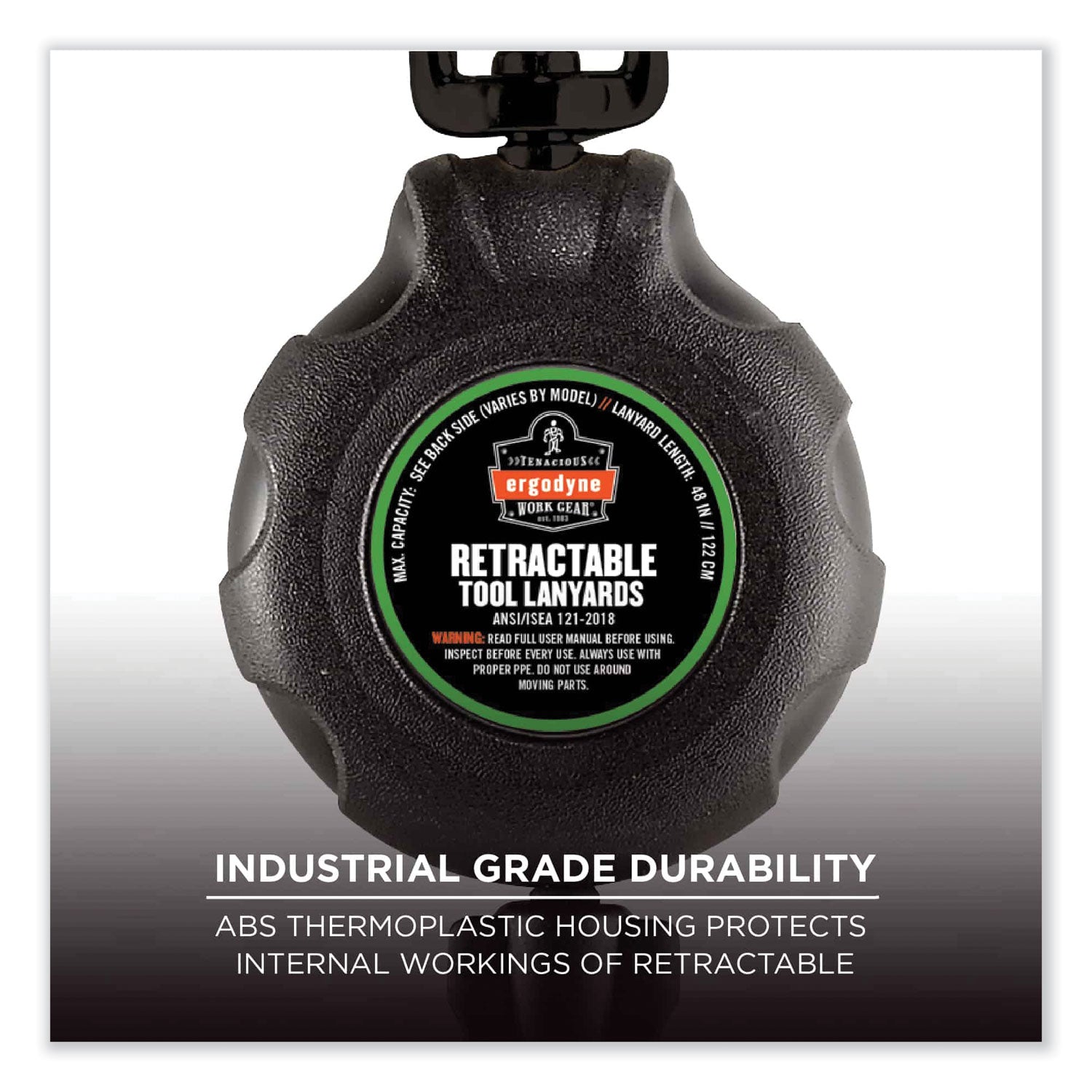 Adjustable - 2 lb Load Capacity - Standard - Clip/Buckle Attachment - 1.5" Height x 12.5" Width x 48" Length - Black - Stainless Steel, Acrylonitrile Butadiene Styrene (ABS) - 1 Each