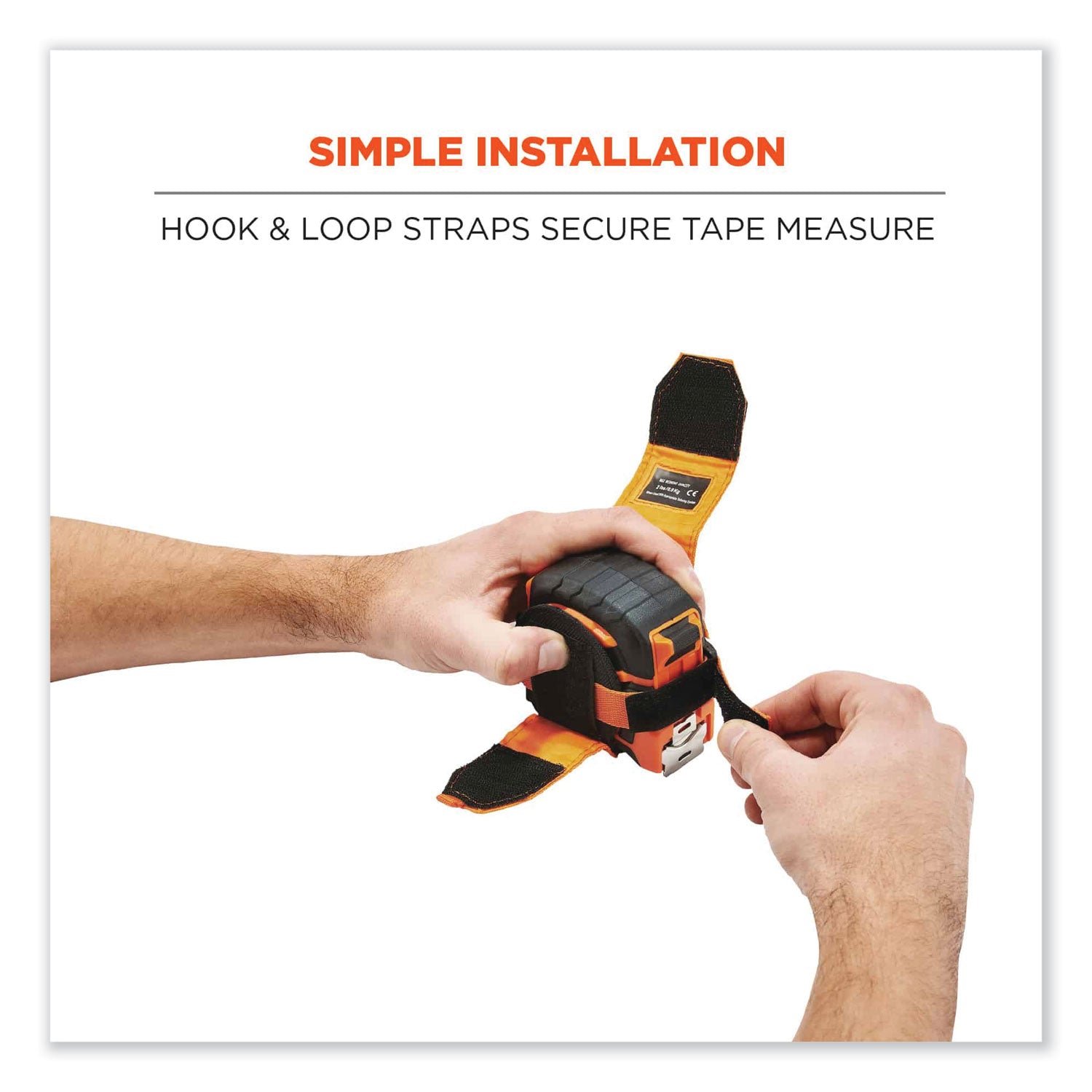 Ergodyne 3770 Tape Measure Holder / Belt Clip - 2.5" Height x 3.6" Width - Orange - Polyester, Stainless Steel - 1 Each