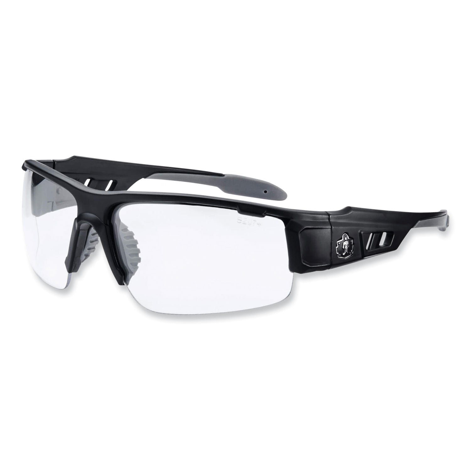 Ergodyne Skullerz Dagr AF Clear Safety Glasses, Matte Black Frame, Anti-Fog, Scratch Resistant, Impact Resistant, 1 Each