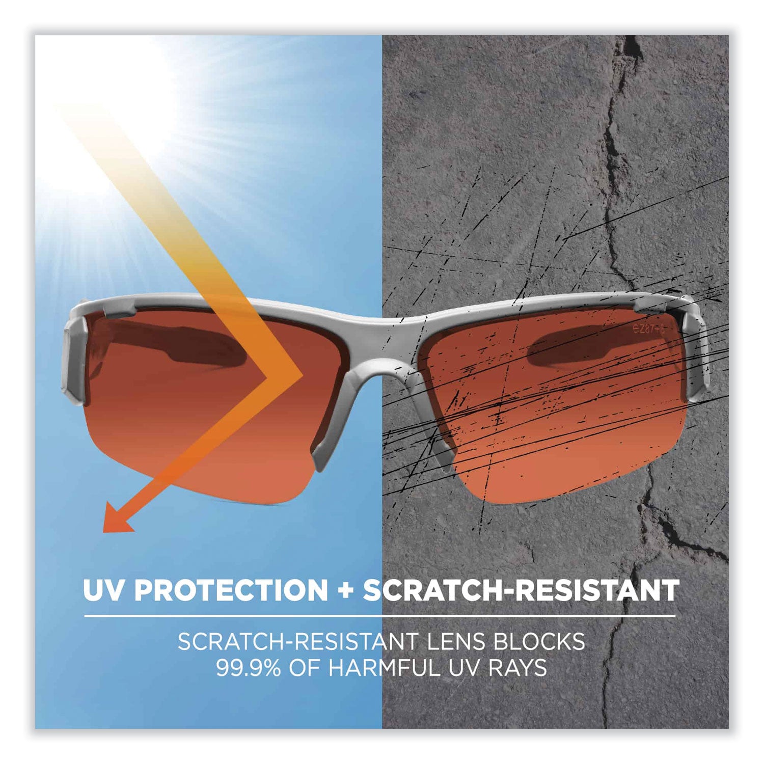 Ergodyne Dagr PZ Copper Safety Glasses, Polarized Copper Lens, Matte Gray Frame, Scratch Resistant, Impact Resistant, Anti-glare, Non-slip, Comfortable, 1 Each
