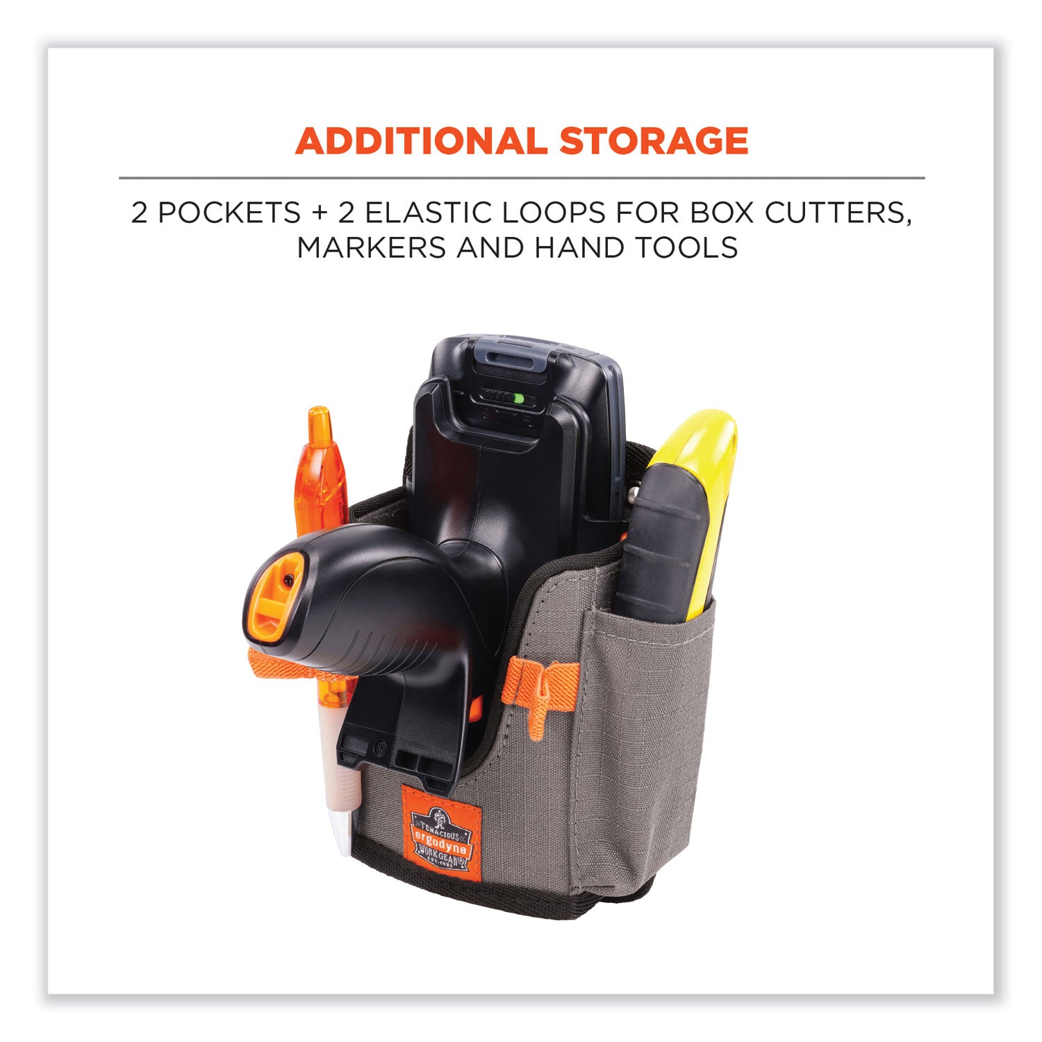 Ergodyne Squids 5543 Mounting Carrier, Gray, Polyester, 1 Each