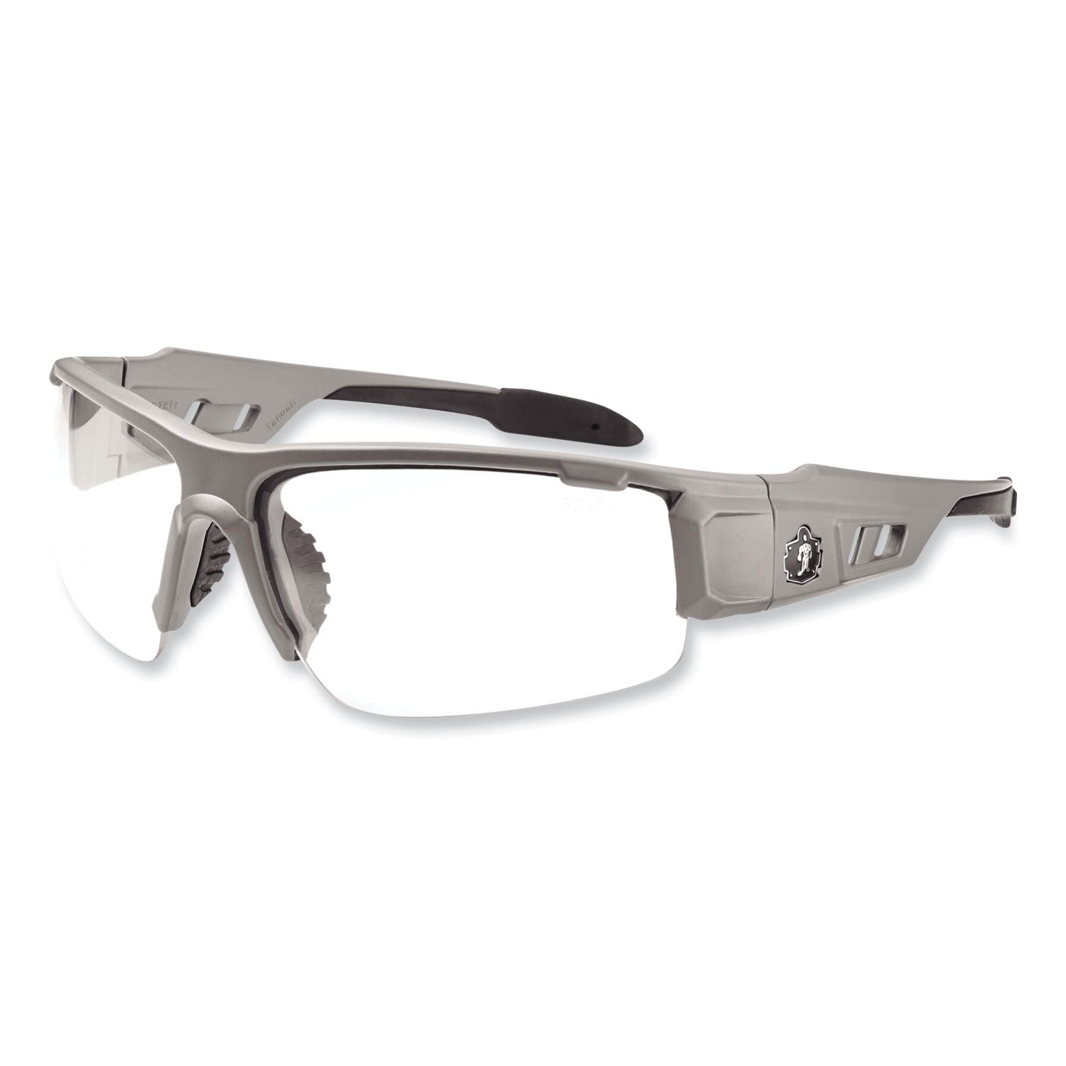 Ergodyne Dagr AF Clear Safety Glasses, Matte Gray Frame, Clear Lens, Scratch & Impact Resistant, Anti-fog, Non-slip, 1 Each