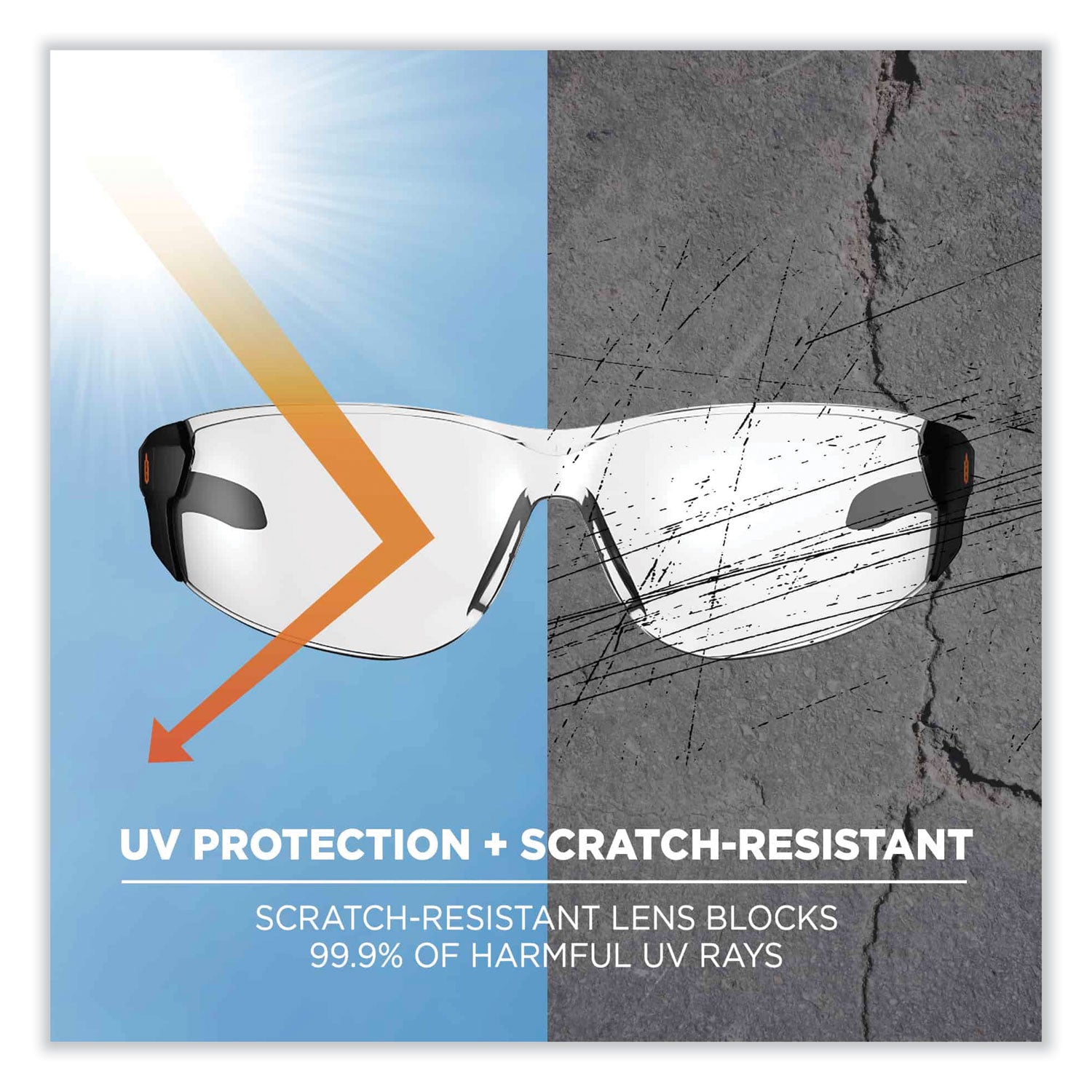 Eye Protection - Matte Black - Clear Lens - Anti-fog, Lightweight, Rimless, Impact Resistant, Anti-scratch, Durable, UV Resistant, Slip Resistant, Flex-Point Temple, Frameless - 1 Each